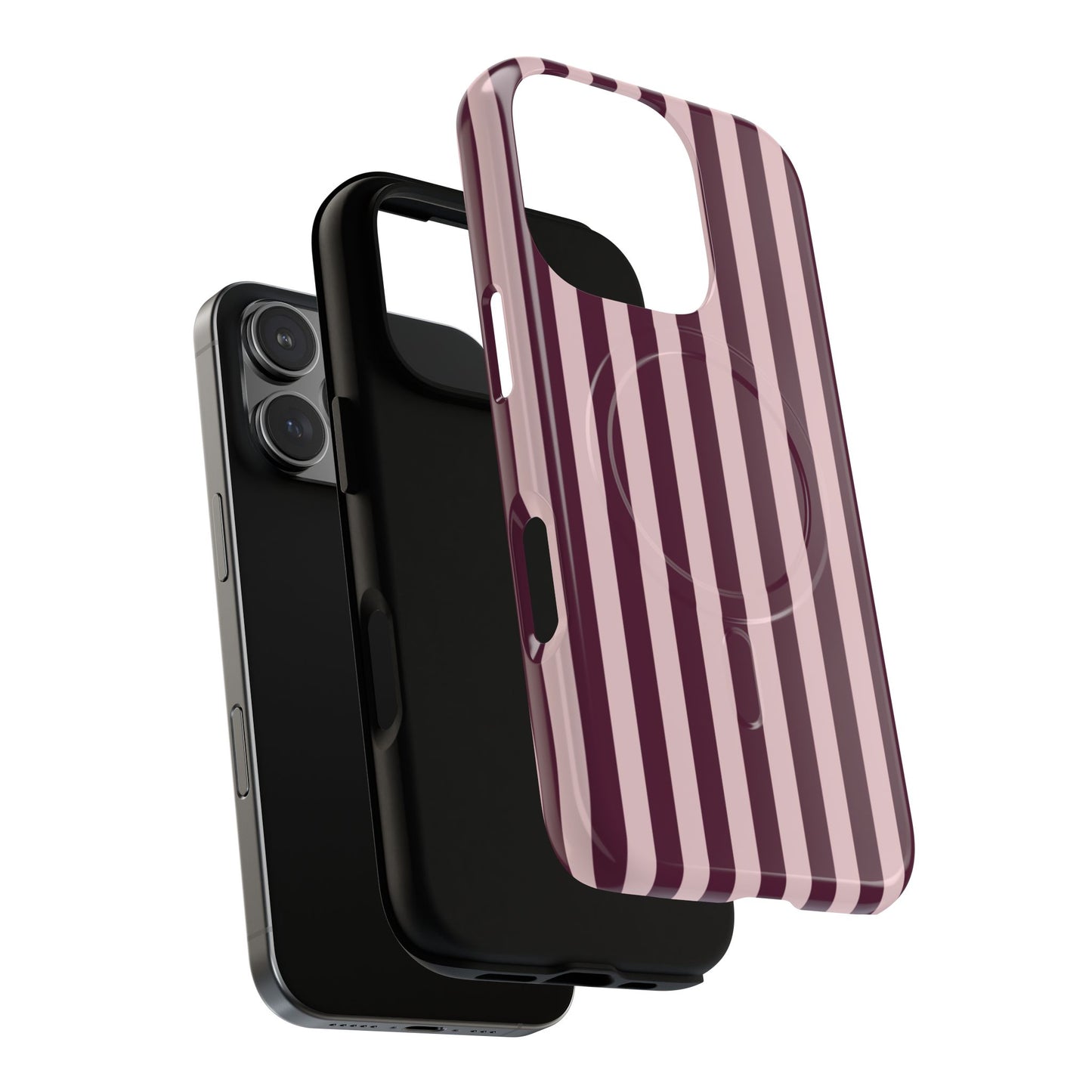 Burgundy & Pink Striped Magnetic Phone Case