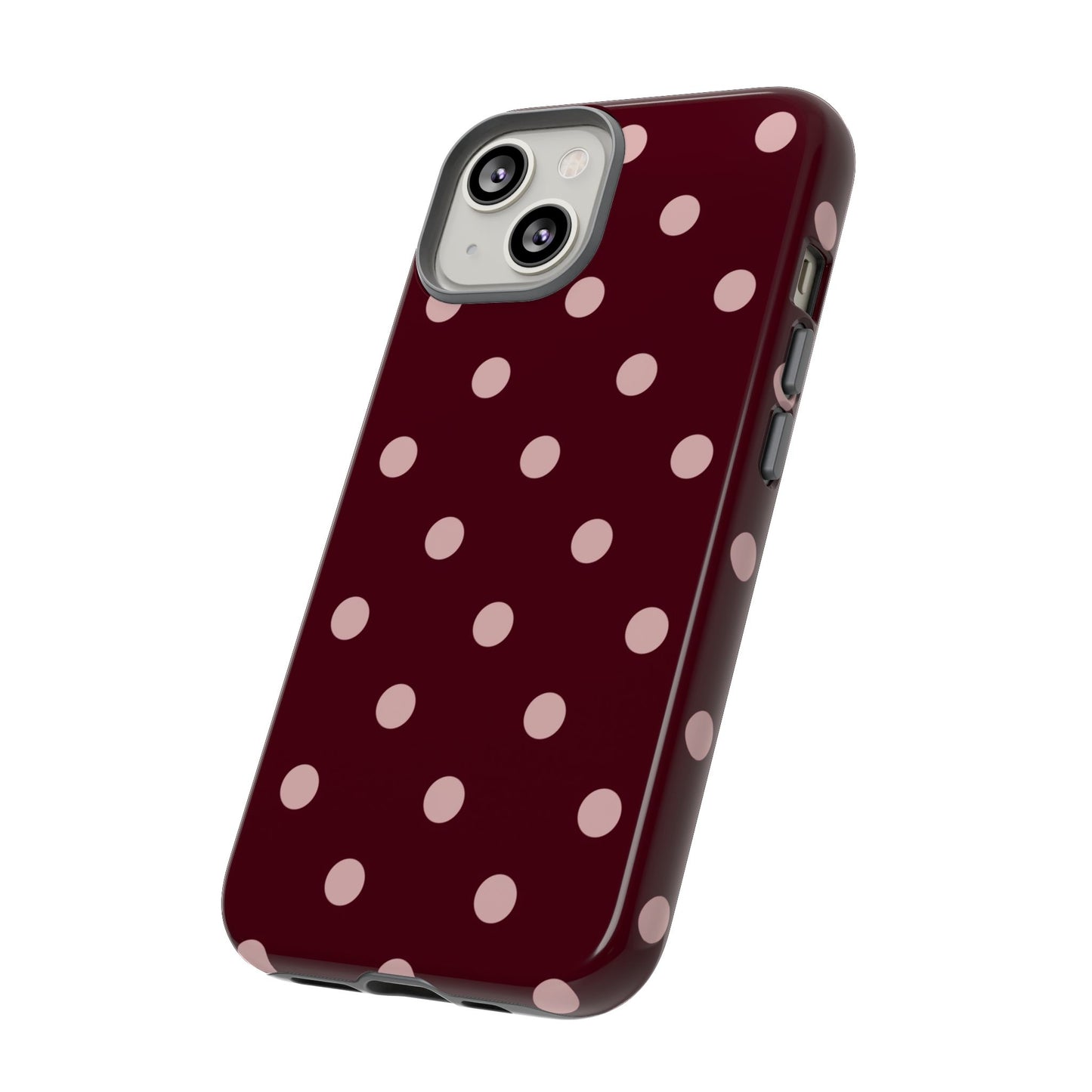 Burgundy & Blush Polka Dot Tough Phone Case