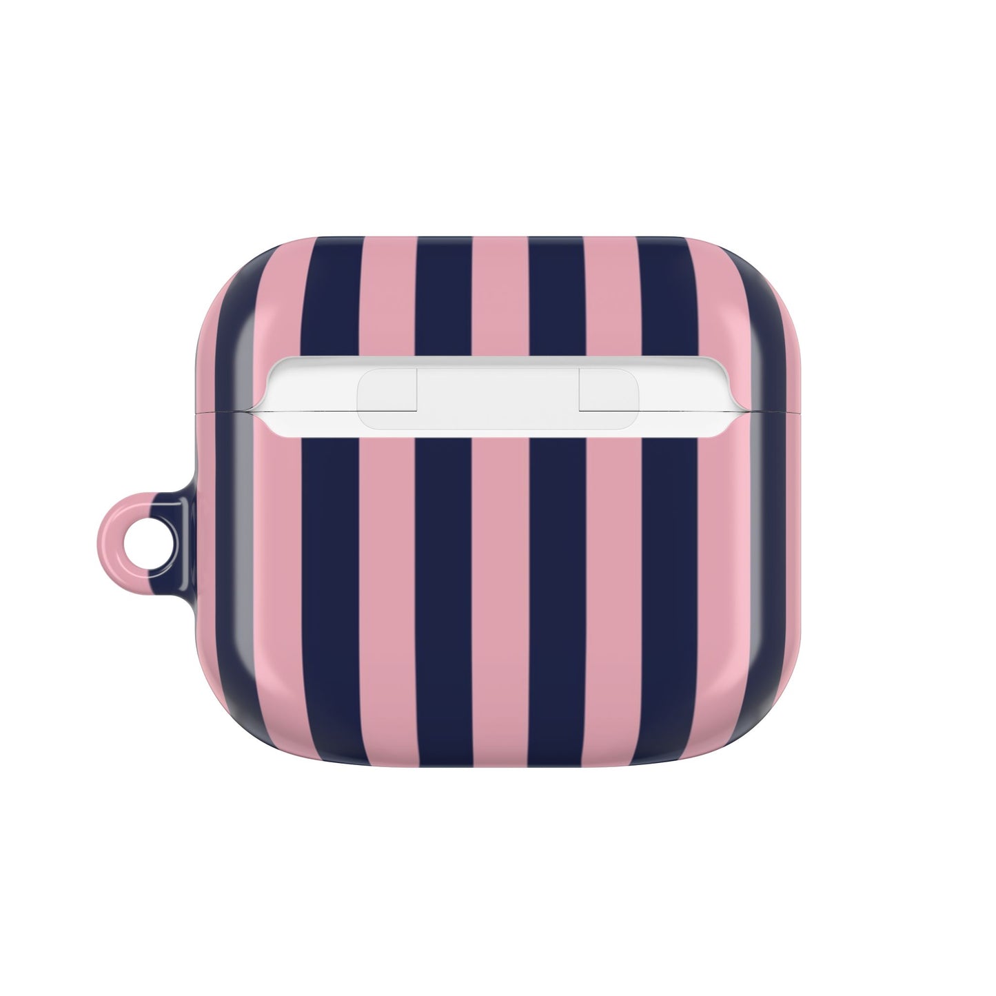 Pink & Navy Striped AirPod Case — Chic Protective Sleeve
