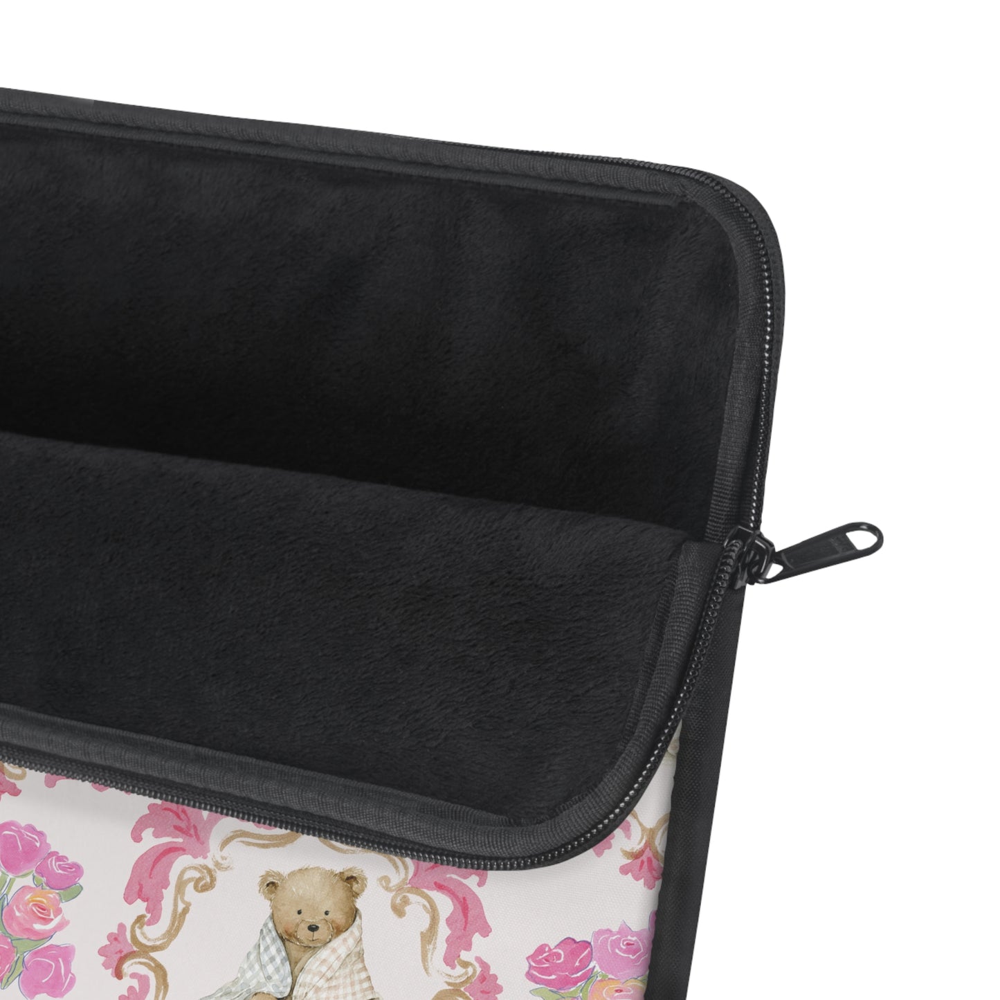 Laptop Sleeve — Vintage Floral Teddy Pattern, Pink Bouquet Protective Case