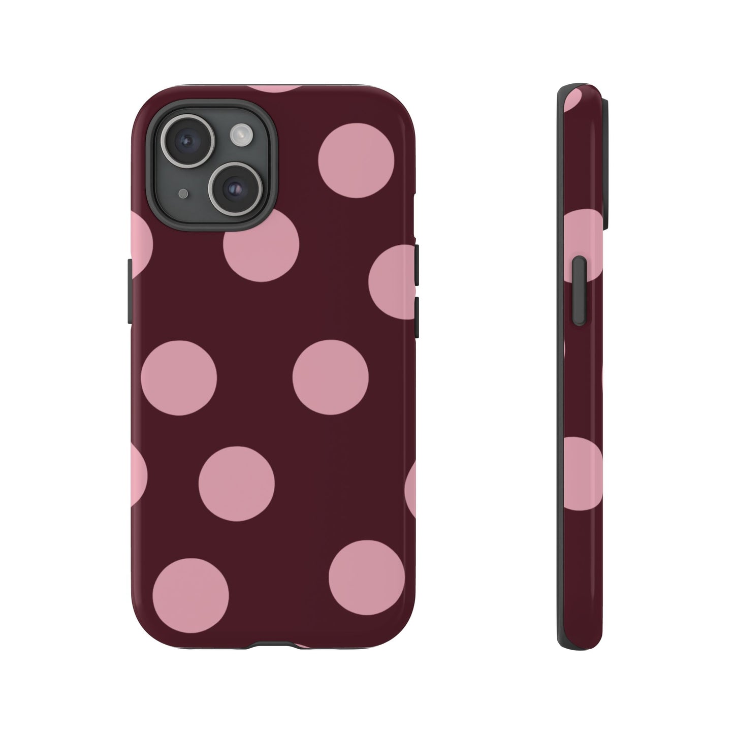 Burgundy & Pink Polka Dot Tough Phone Case