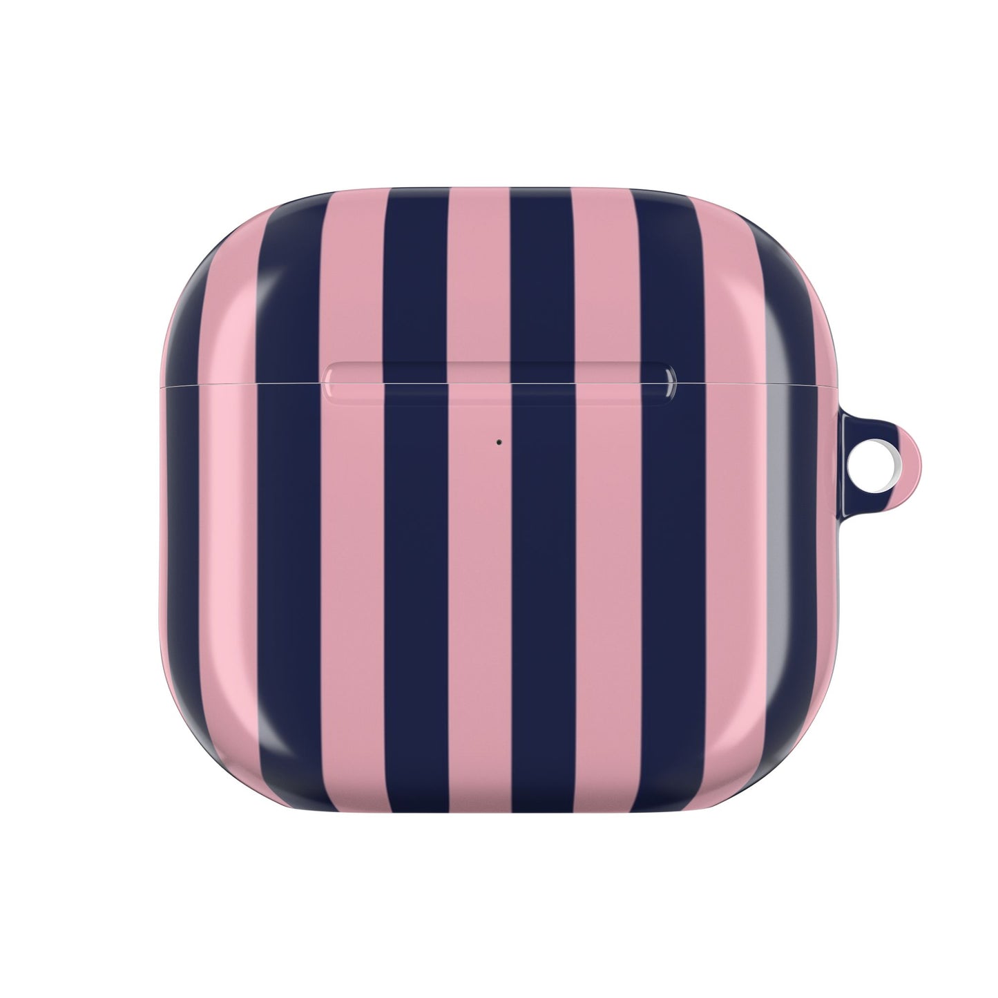 Pink & Navy Striped AirPod Case — Chic Protective Sleeve