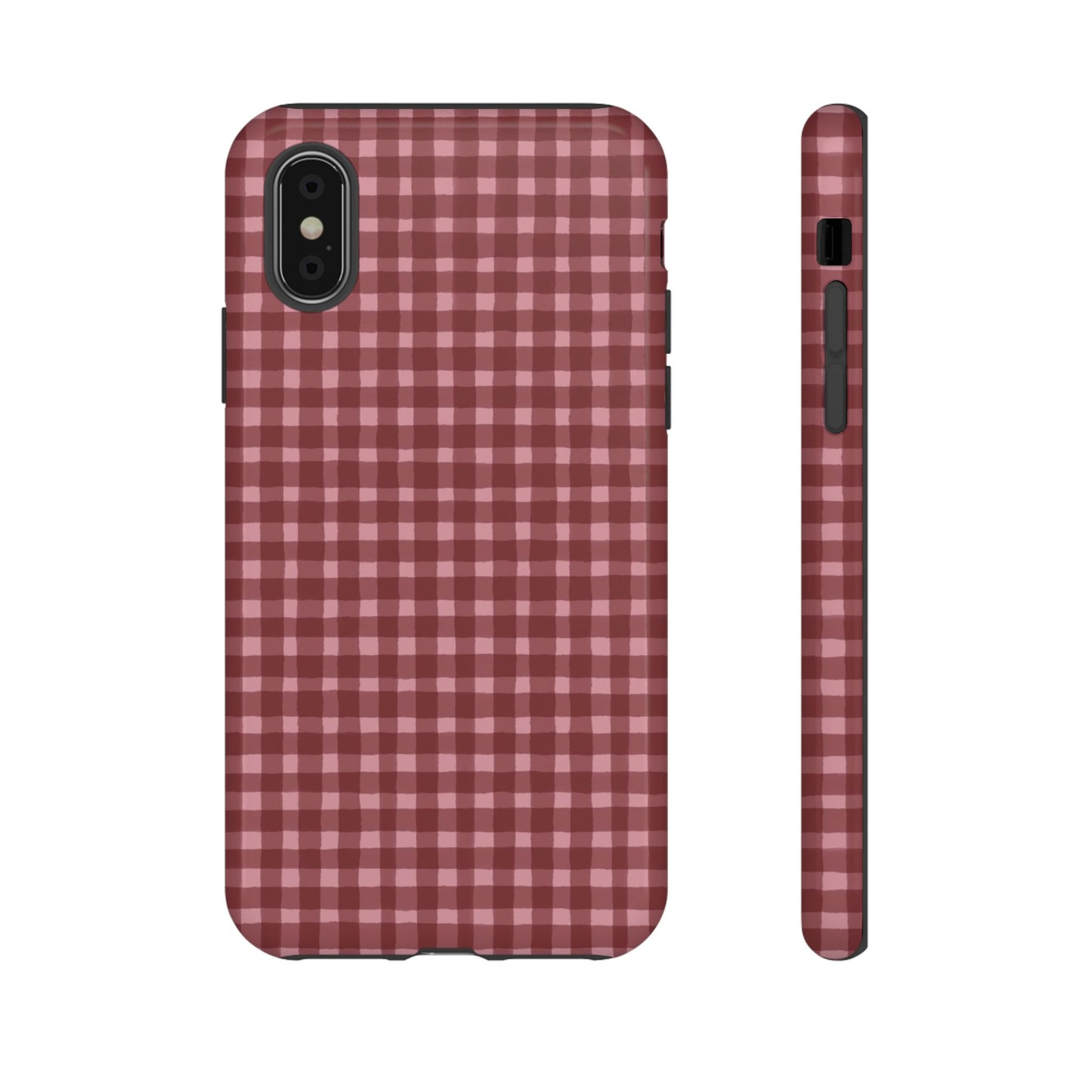 Gingham Burgundy Tough Phone Case