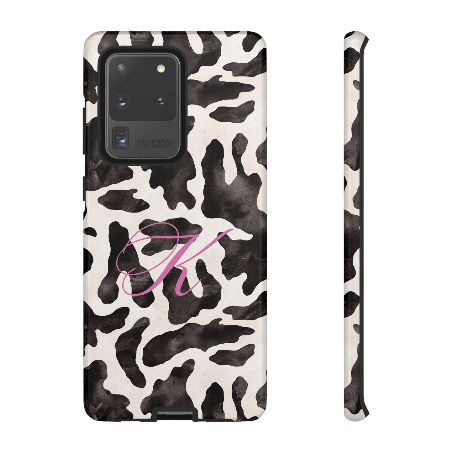 Personalized Monogram Cow Print Tough Phone Case