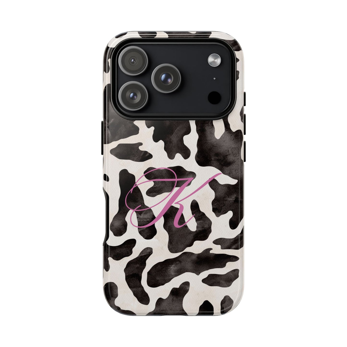 Personalized Monogram Cow Print Tough Phone Case