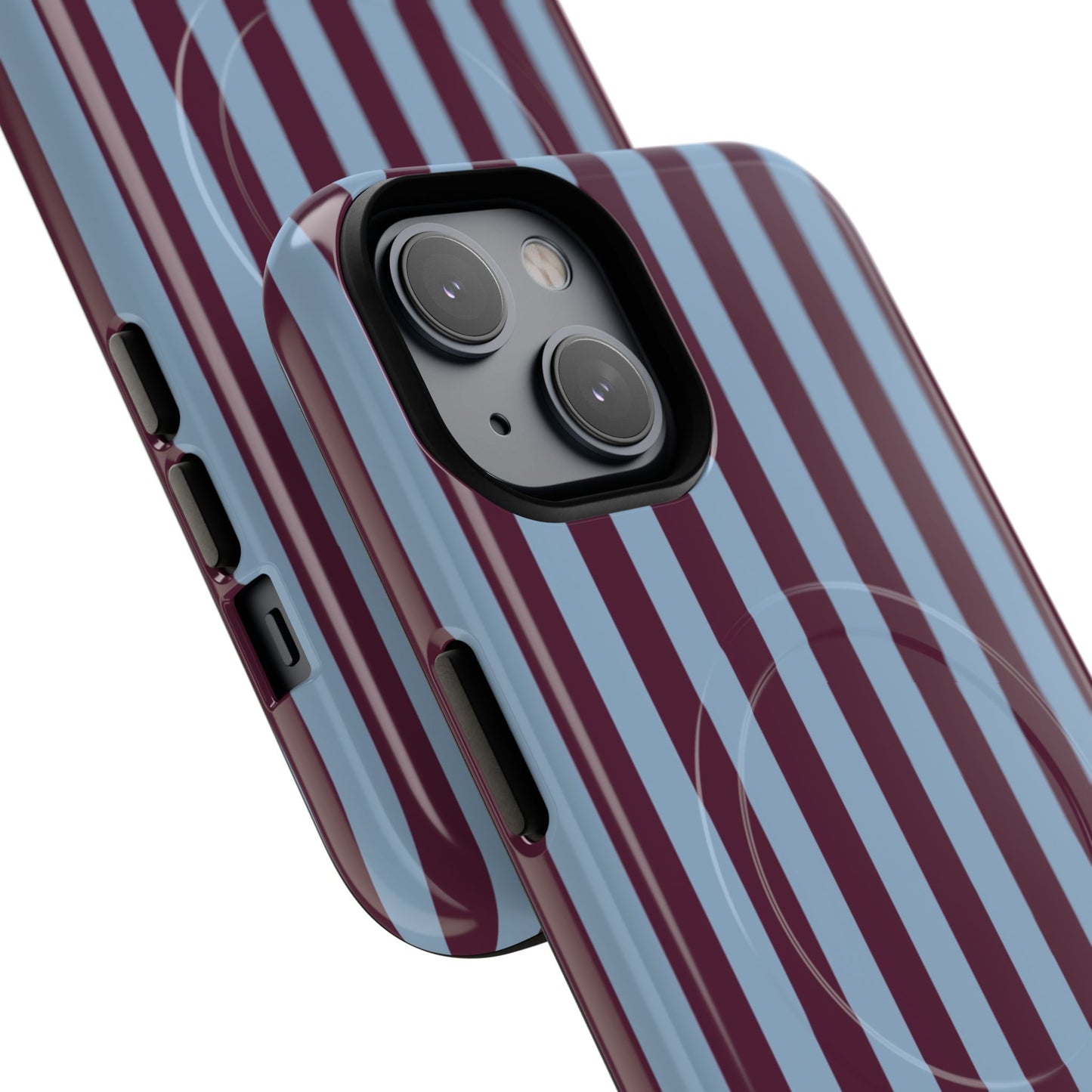 Burgundy & Blue Striped Magnetic Phone Case