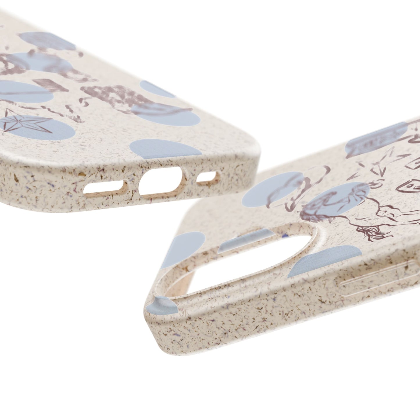 Biodegradable Phone Case — Western Cowgirl Sketches on Natural Speckled Eco Shell
