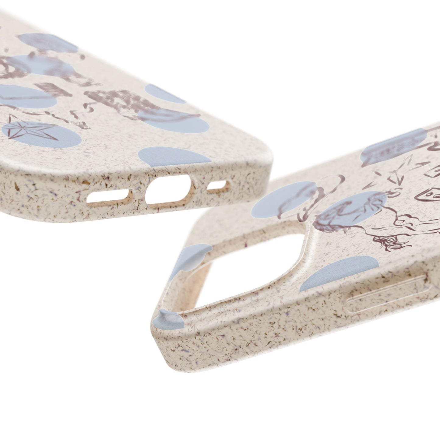 Biodegradable Phone Case — Western Cowgirl Sketches on Natural Speckled Eco Shell