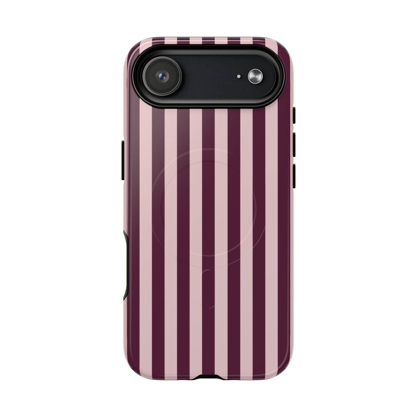 Burgundy & Pink Striped Magnetic Phone Case