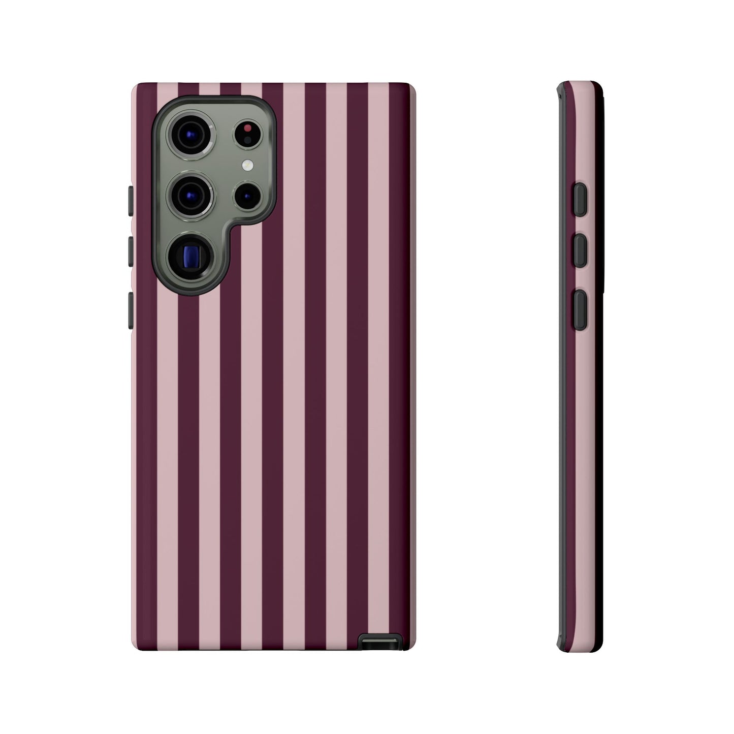 Pink & Burgundy Striped Tough Phone Case