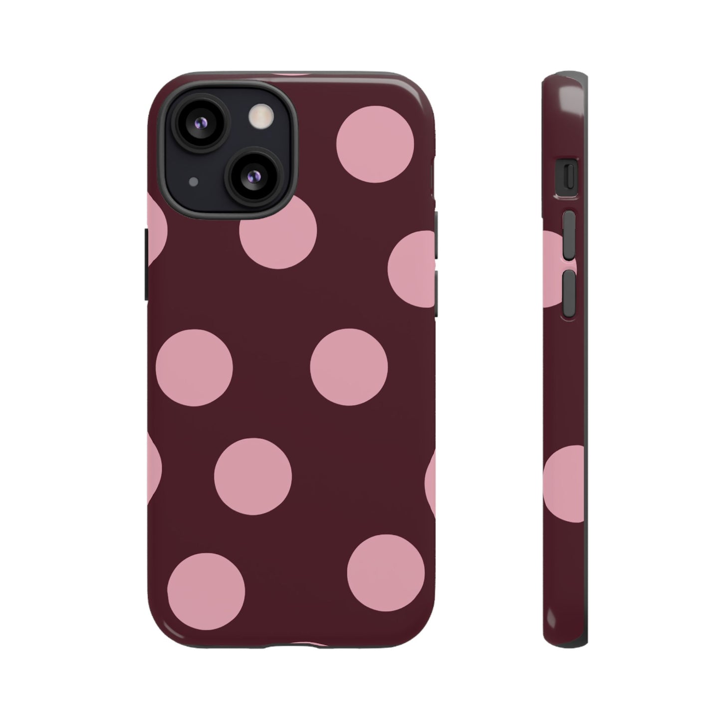 Burgundy & Pink Polka Dot Tough Phone Case