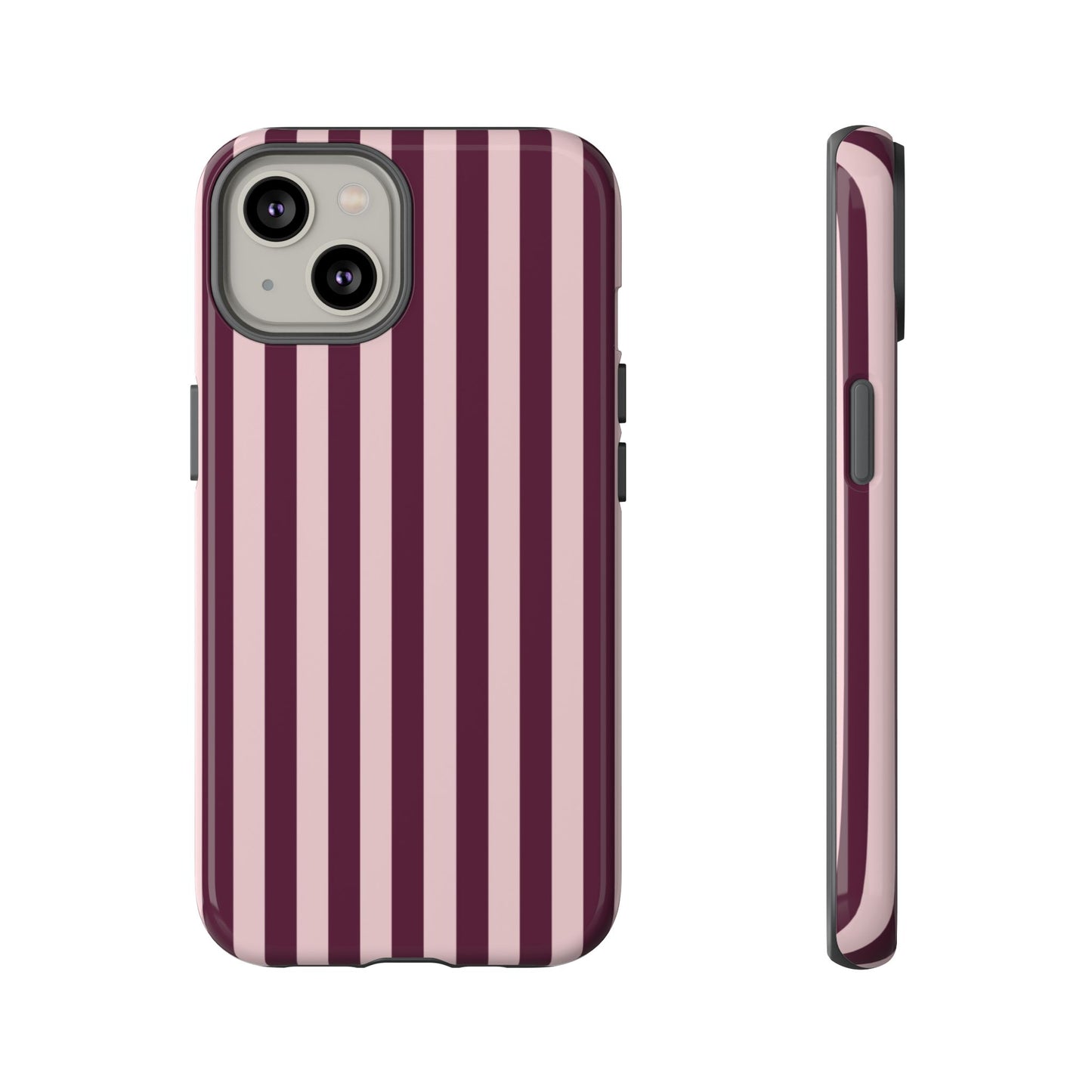 Pink & Burgundy Striped Tough Phone Case