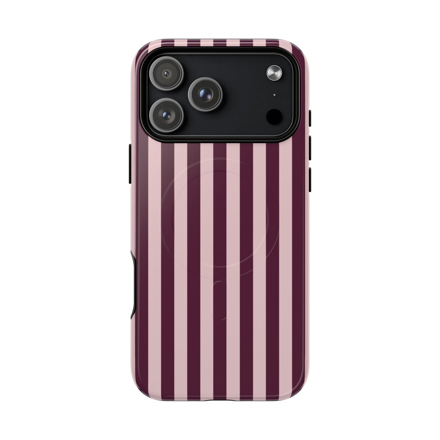 Burgundy & Pink Striped Magnetic Phone Case