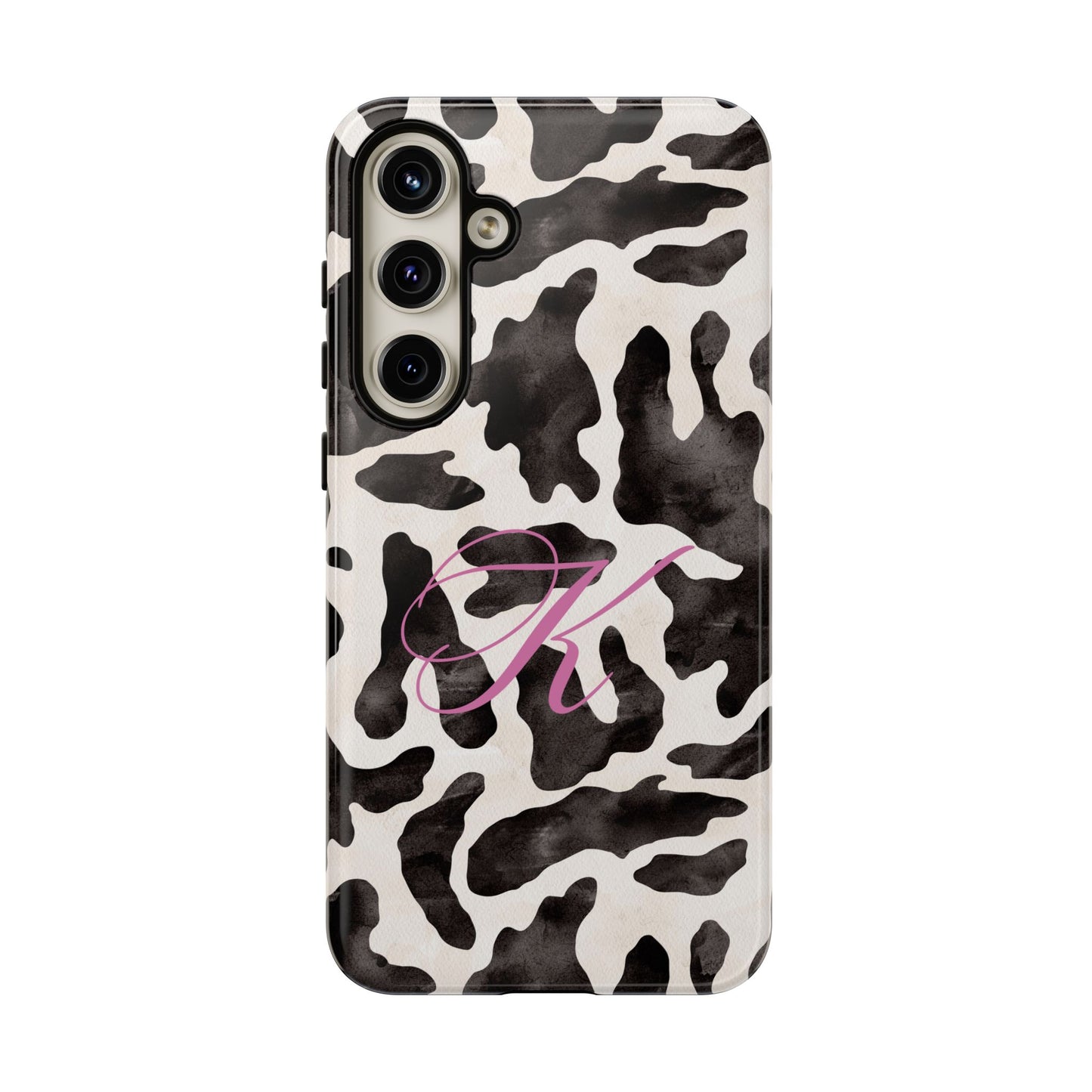 Personalized Monogram Cow Print Tough Phone Case