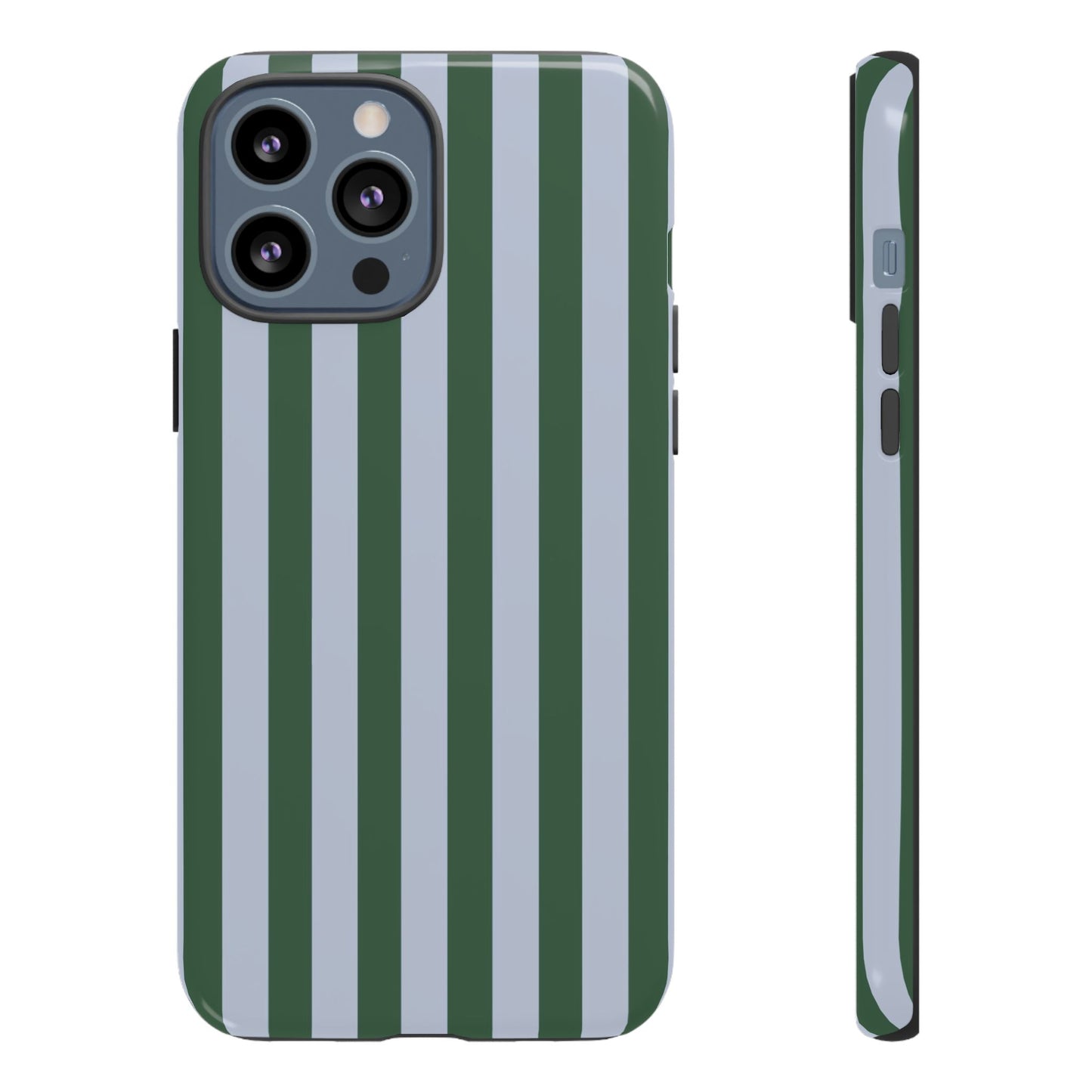 Green & Blue Striped Tough Phone Case — Durable Protective Phone Case