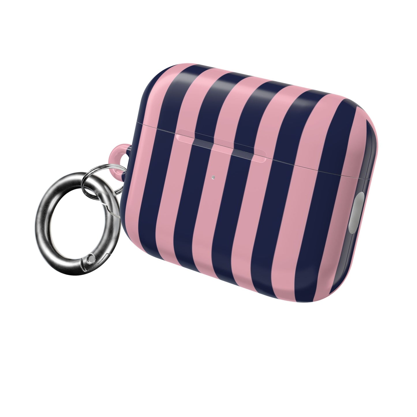Pink & Navy Striped AirPod Case — Chic Protective Sleeve