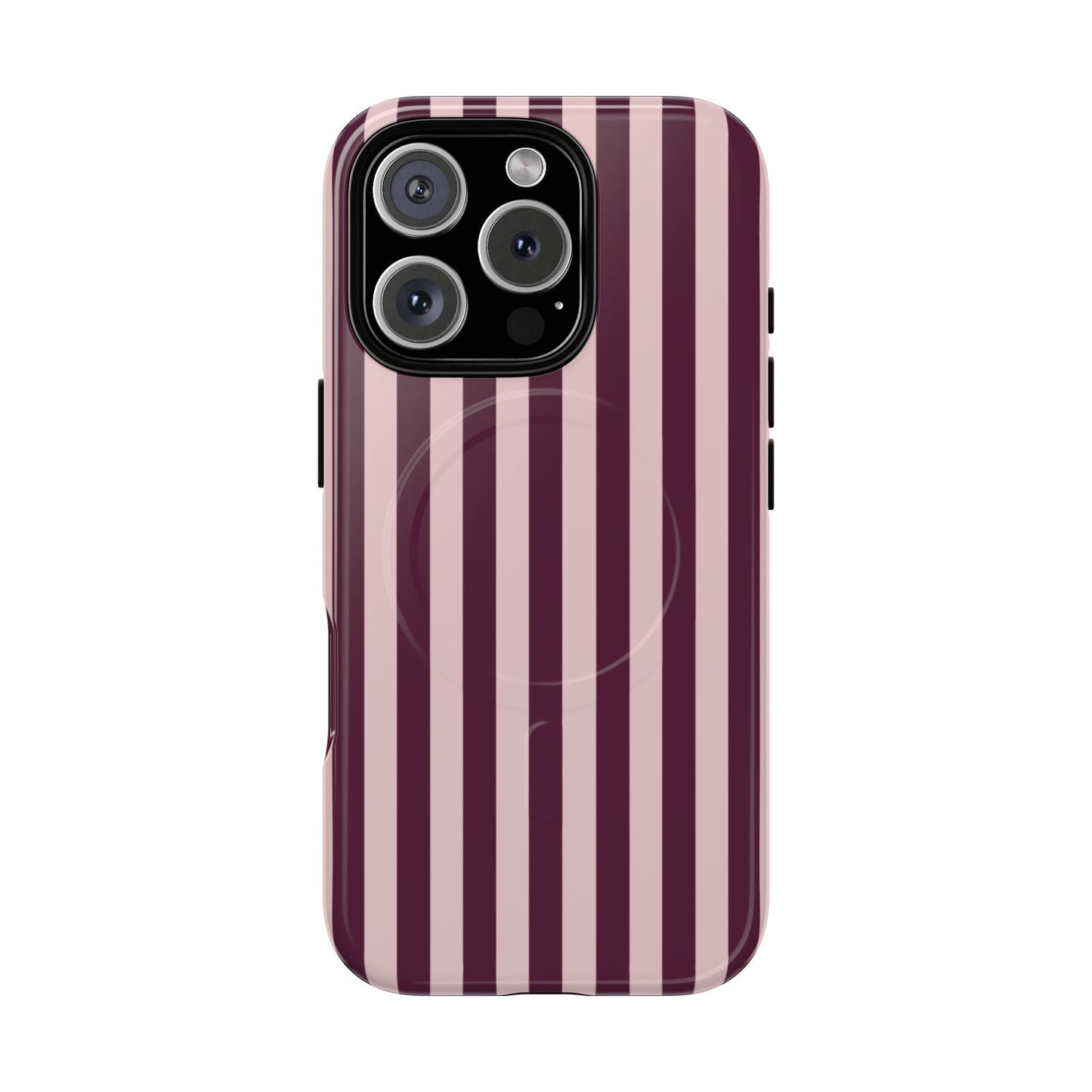 Burgundy & Pink Striped Magnetic Phone Case