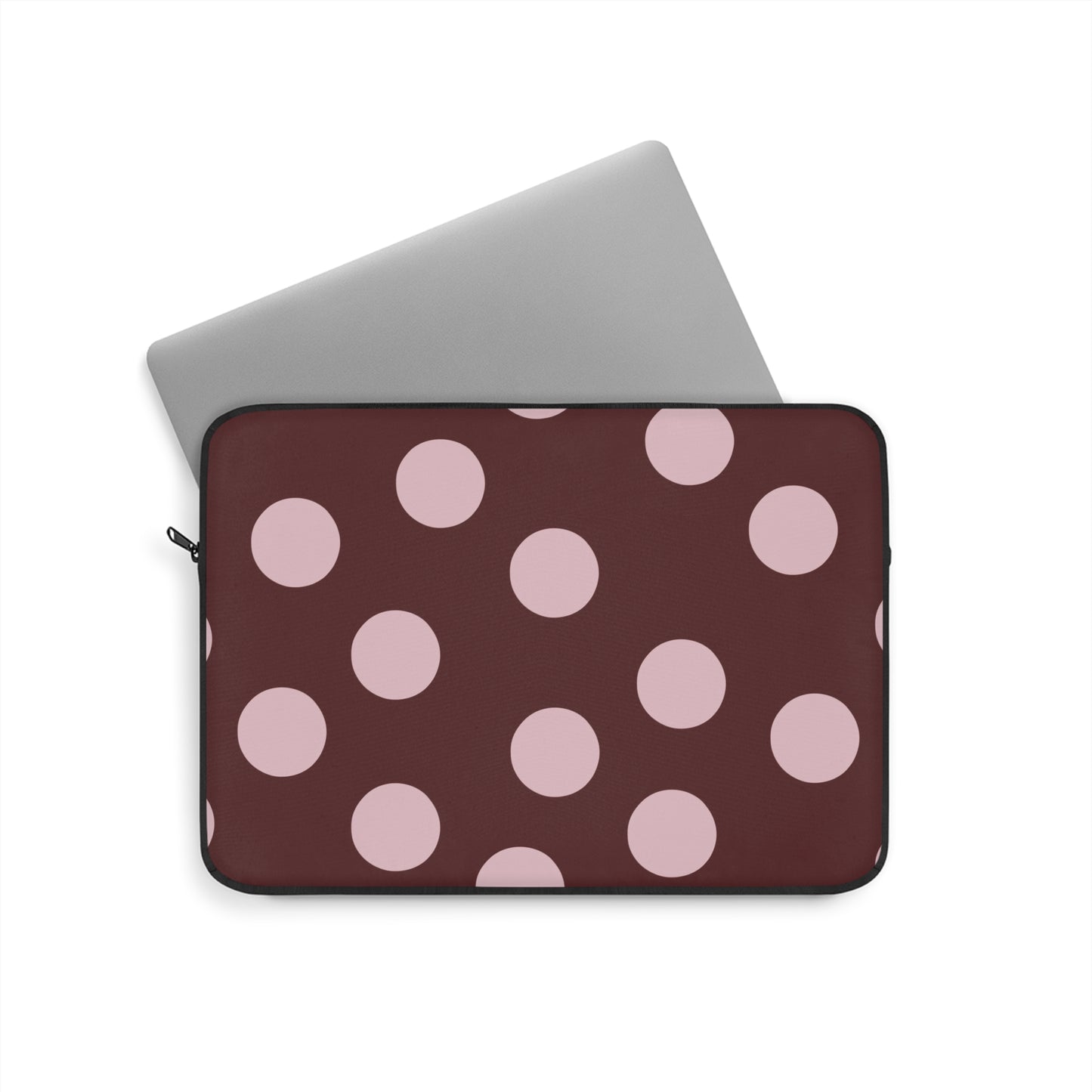 Polka Dot Laptop Sleeve — Pink Dots on Maroon Protective Case