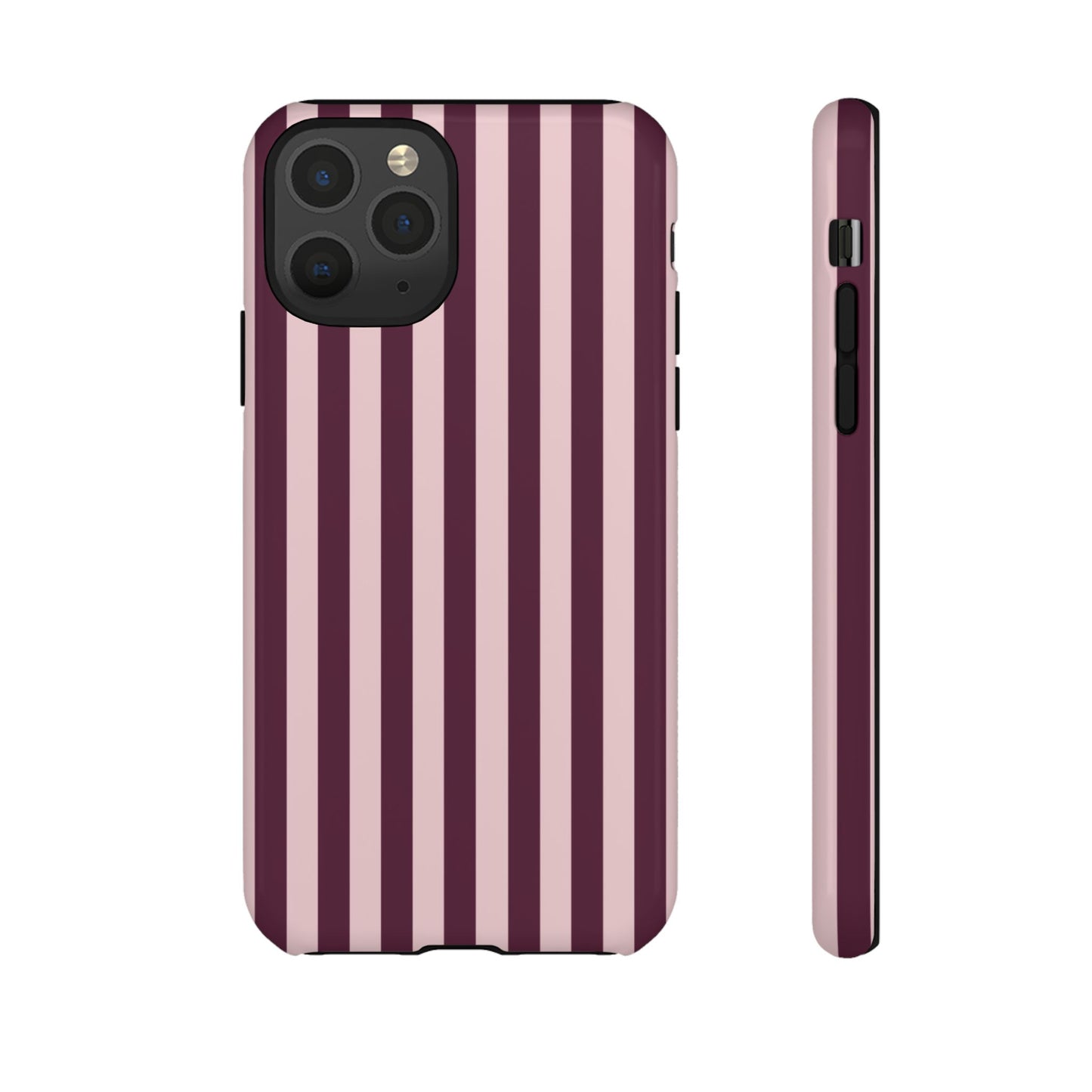 Pink & Burgundy Striped Tough Phone Case