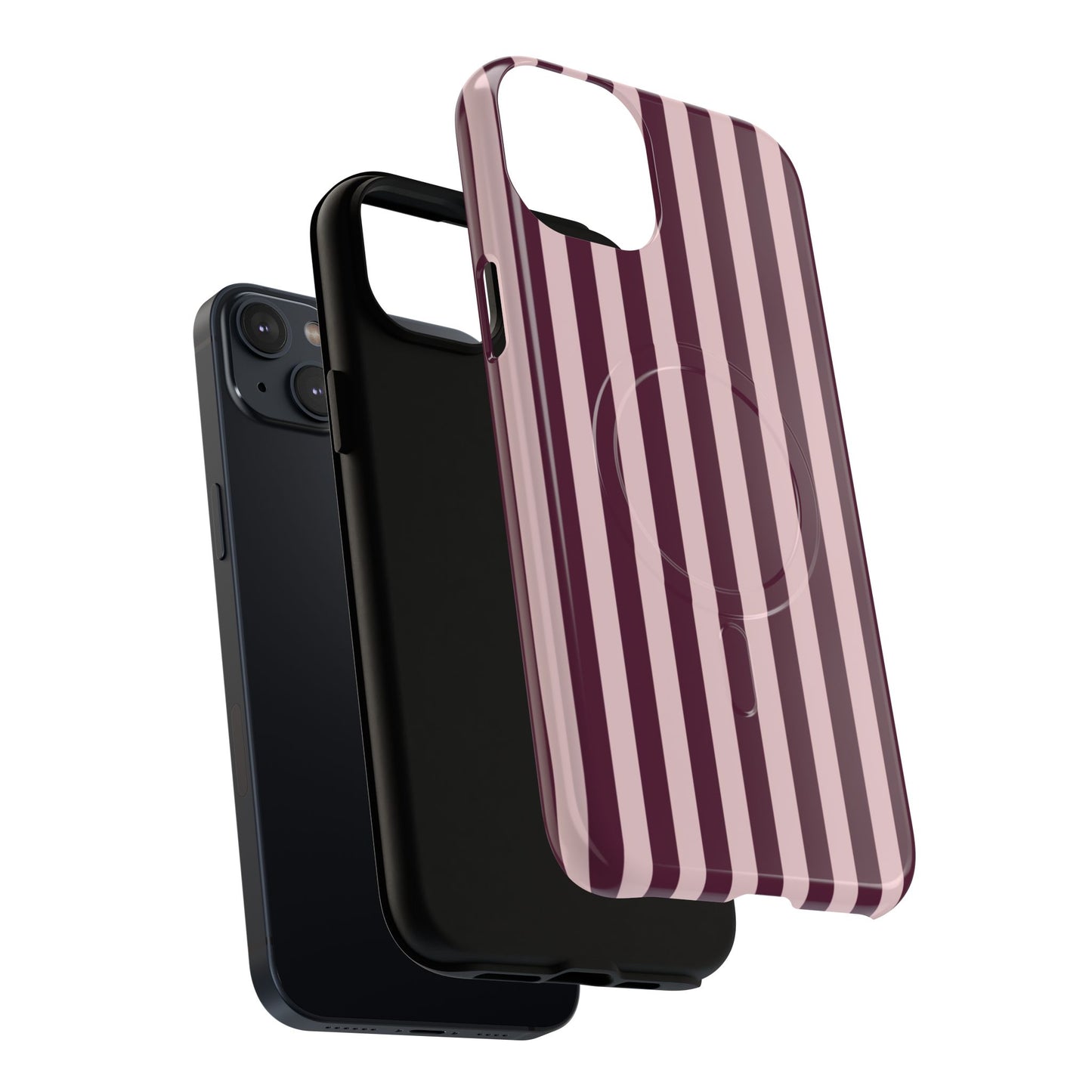 Burgundy & Pink Striped Magnetic Phone Case