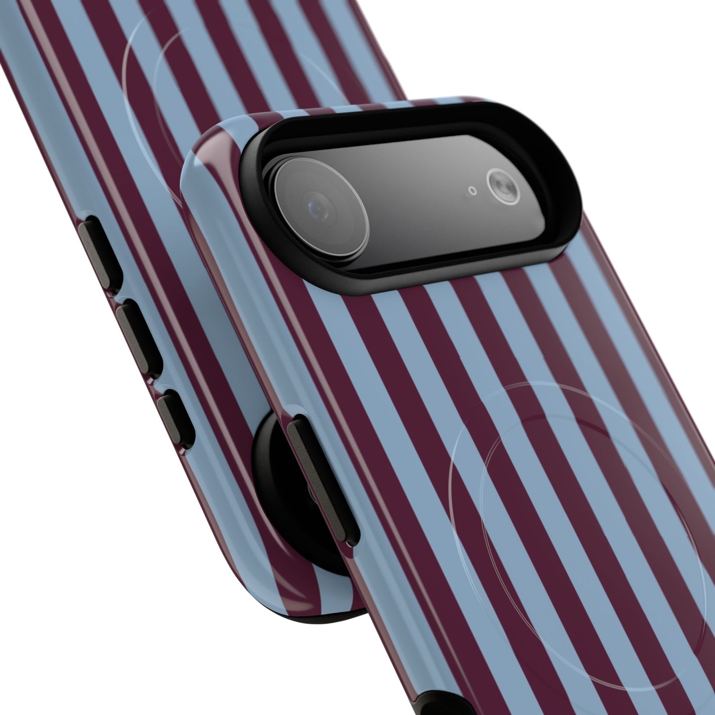 Burgundy & Blue Striped Magnetic Phone Case
