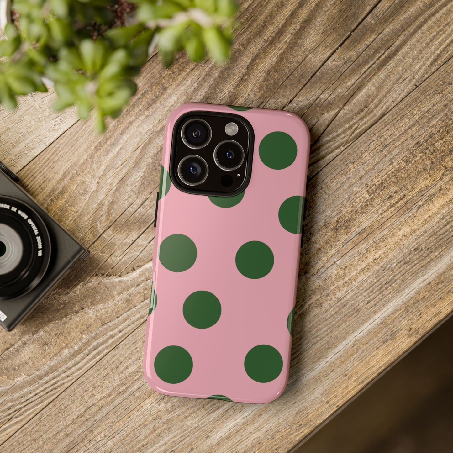 Pink & Green Polka Dot Tough Phone Case
