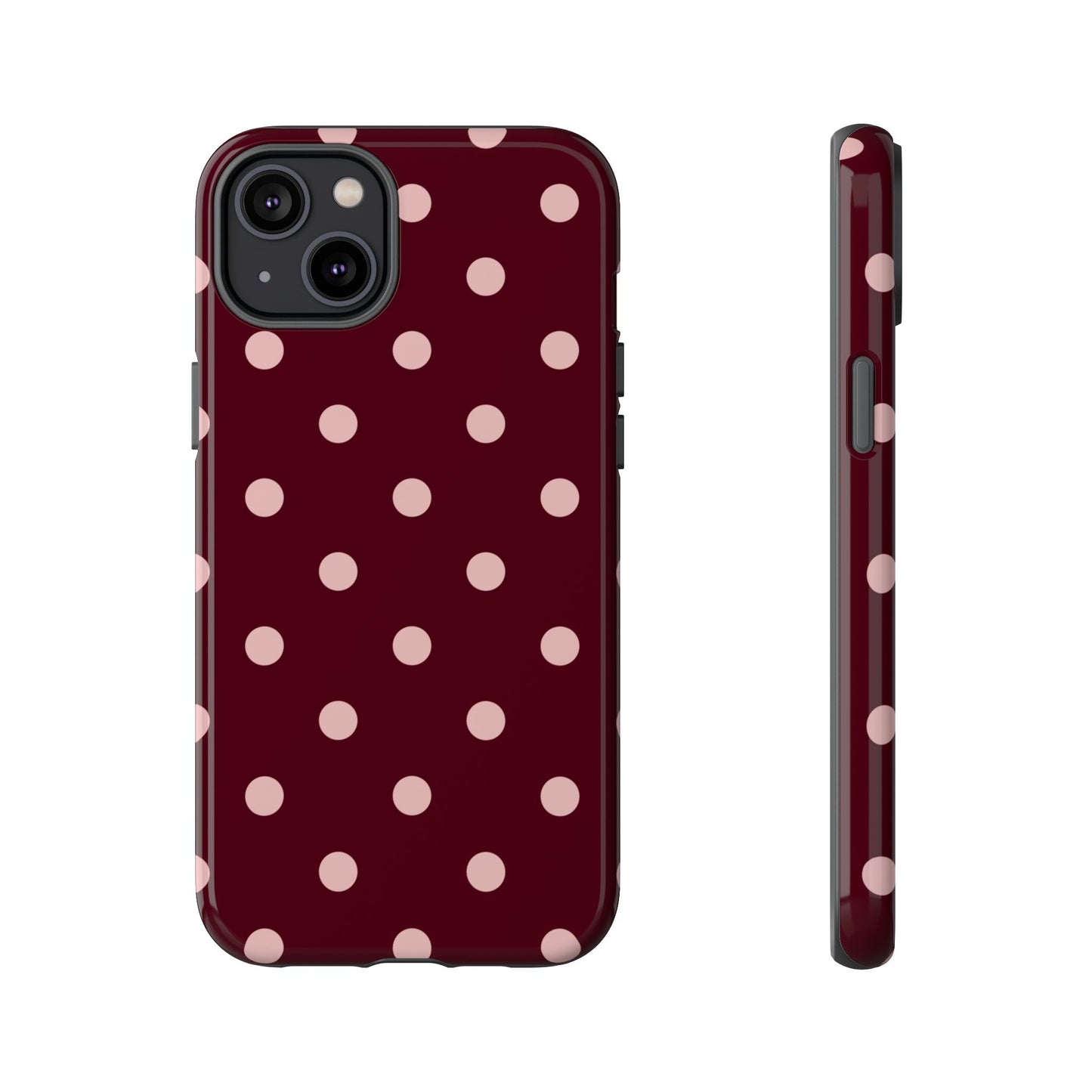 Burgundy & Blush Polka Dot Tough Phone Case