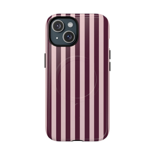 Burgundy & Pink Striped Magnetic Phone Case