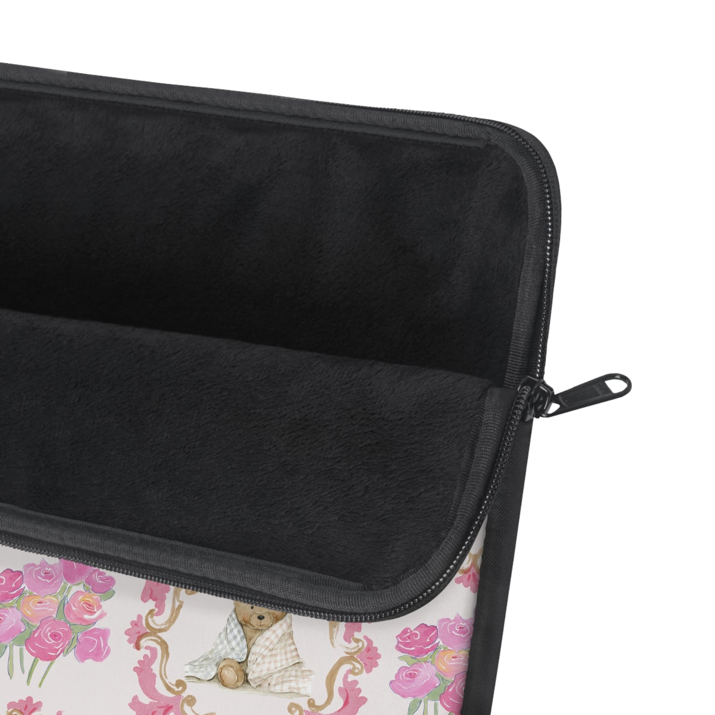 Laptop Sleeve — Vintage Floral Teddy Pattern, Pink Bouquet Protective Case