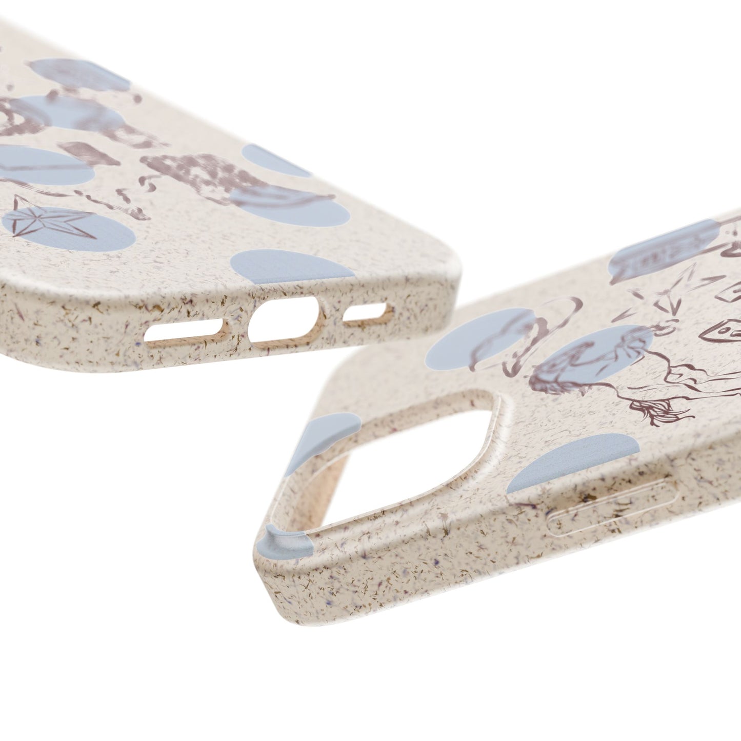 Biodegradable Phone Case — Western Cowgirl Sketches on Natural Speckled Eco Shell