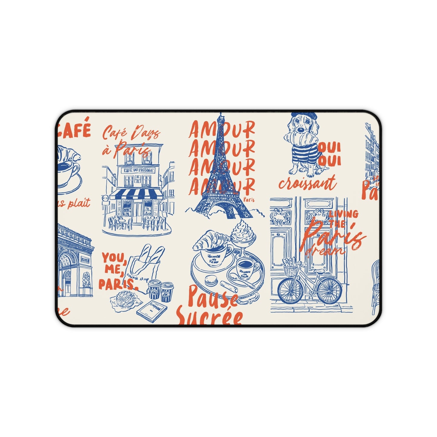 Paris Café Desk Mat — French Bistro Patterned Mouse Pad