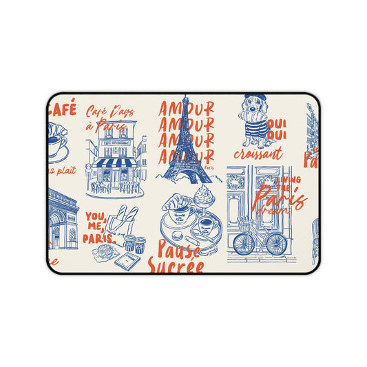 Paris Café Desk Mat — French Bistro Patterned Mouse Pad