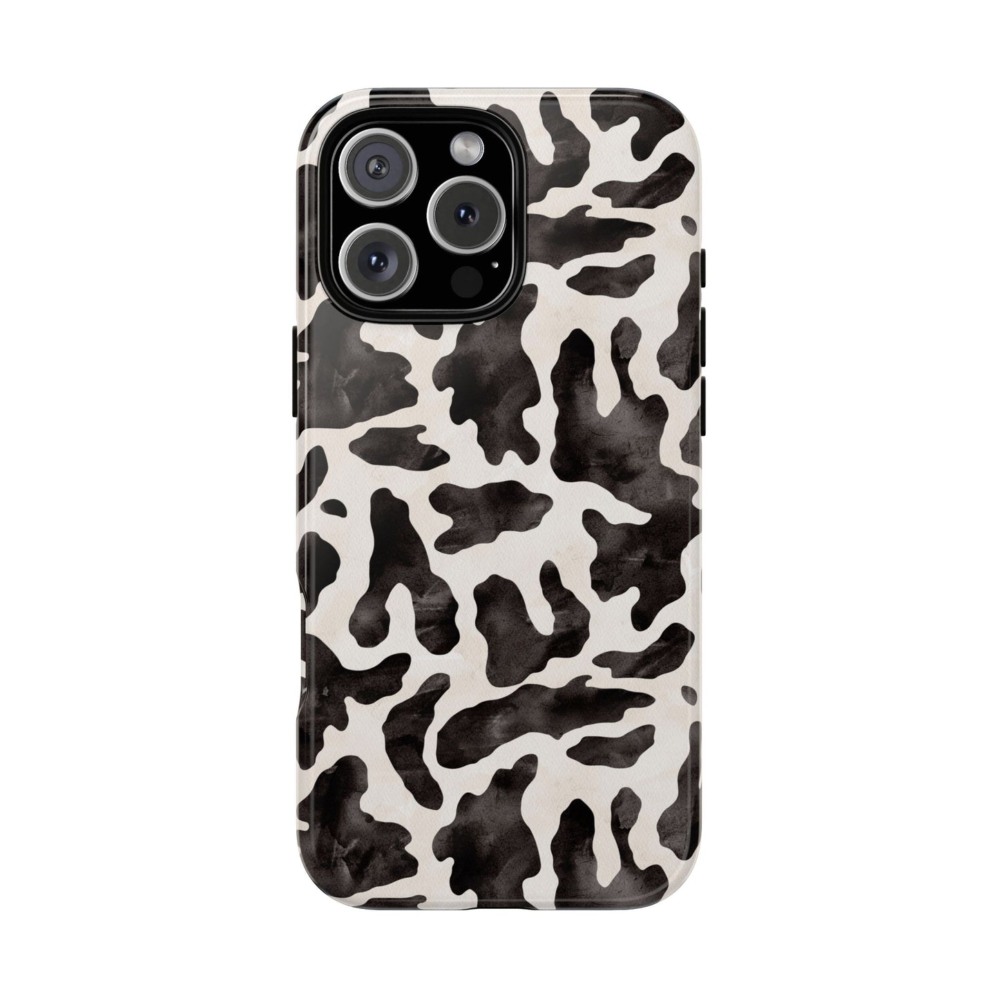 Black & White Cow Print Phone Case — Stylish Protective Tough Case