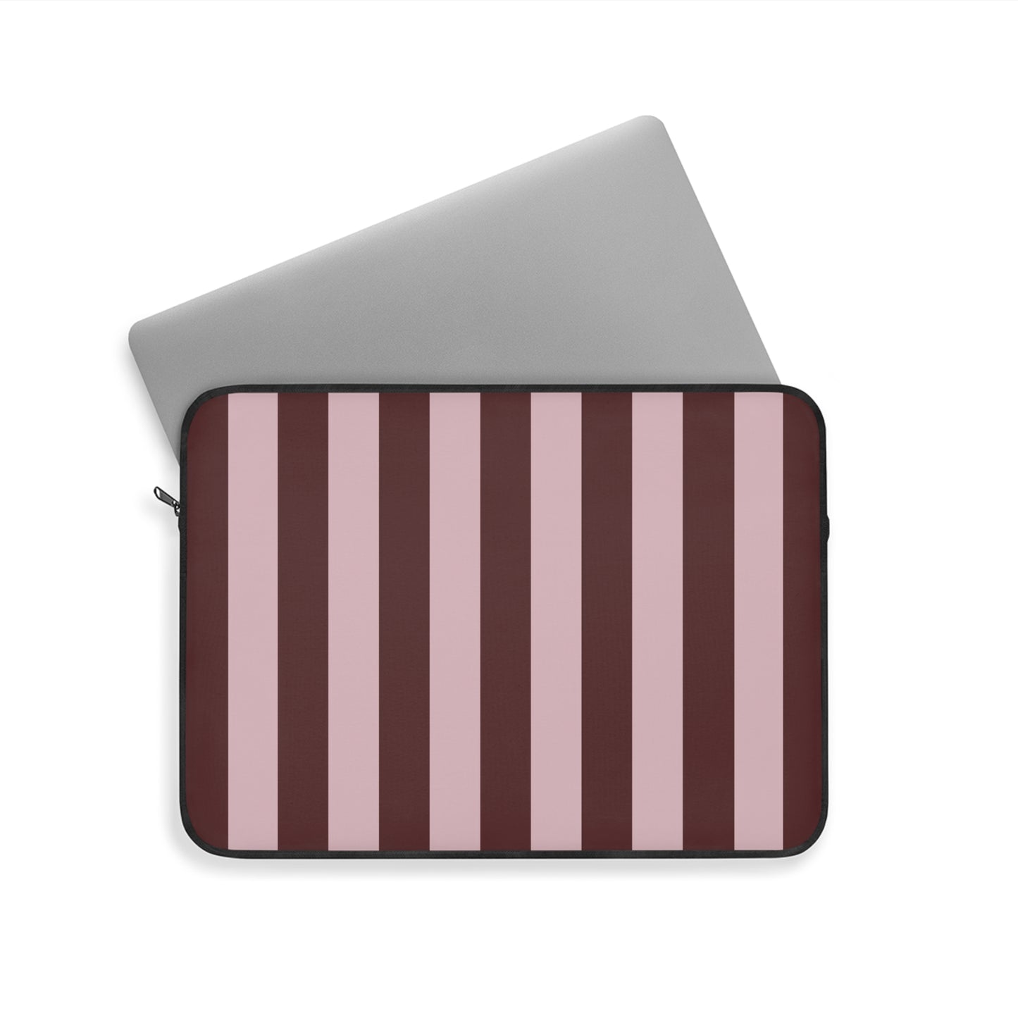 Pink & Burgundy Vertical Stripe Laptop Sleeve — Sleek Striped Laptop Case