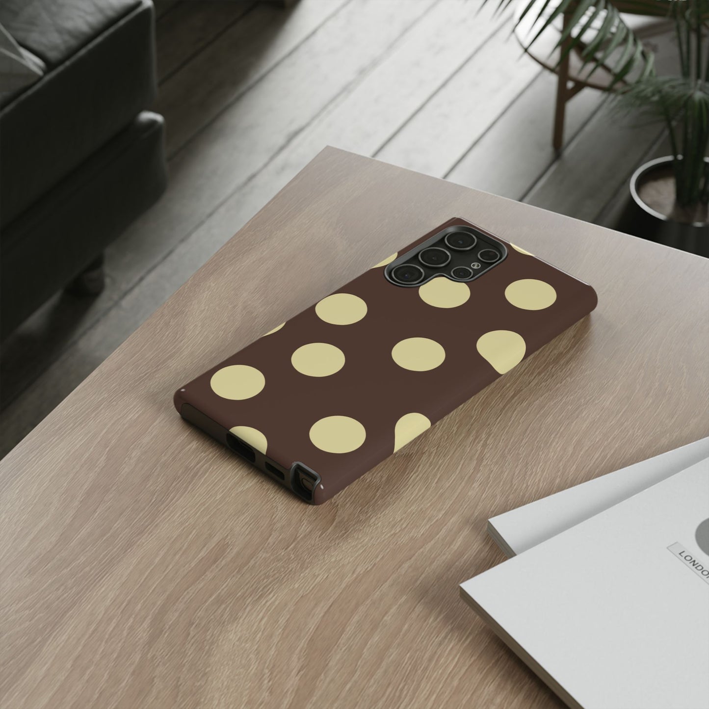 Brown & Butter Yellow Polka Dot Tough Phone Case