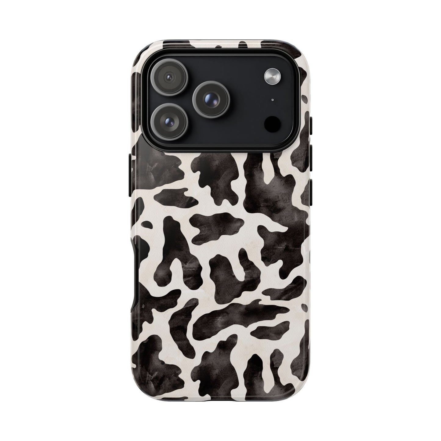 Black & White Cow Print Phone Case — Stylish Protective Tough Case
