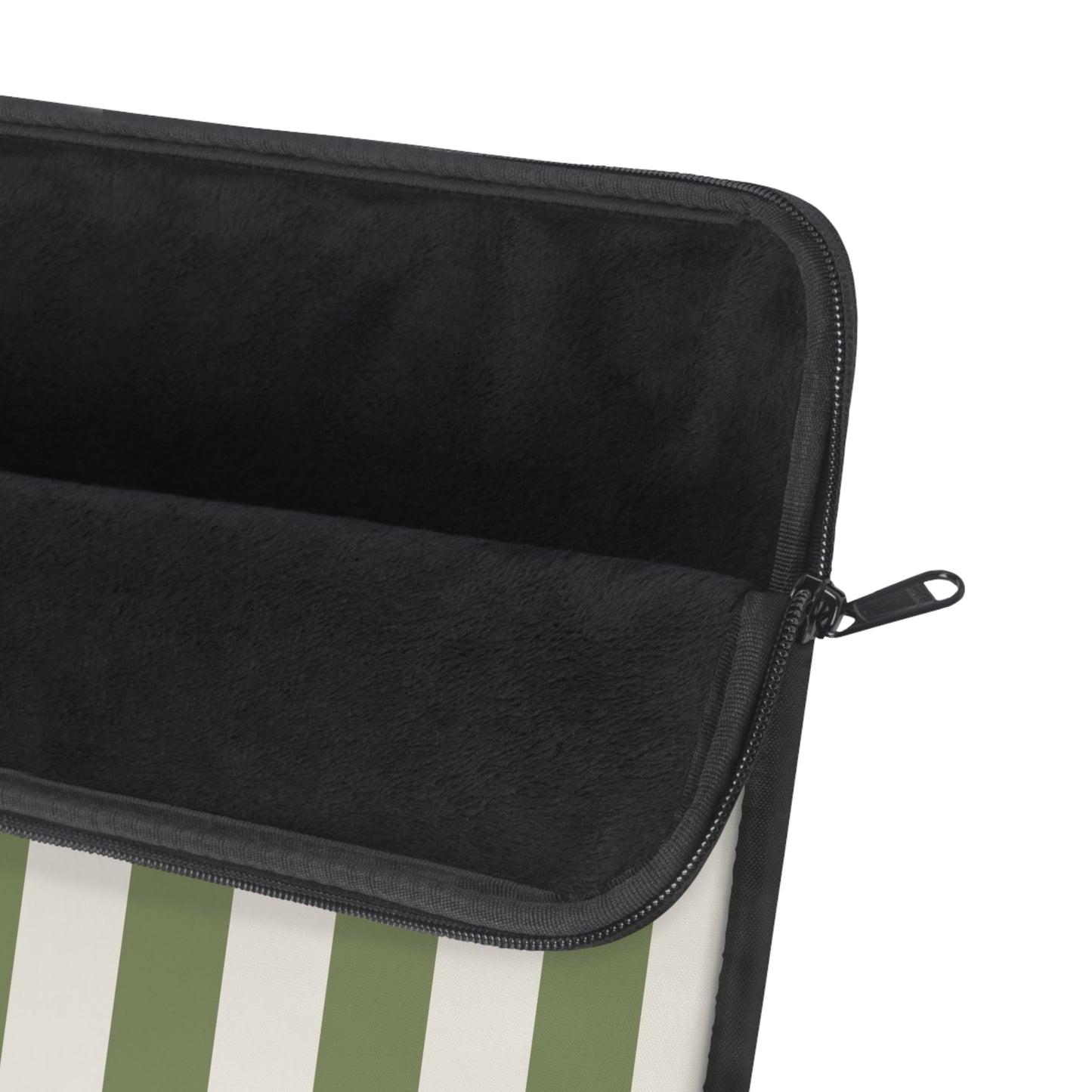 Green & Cream Vertical Stripe Laptop Sleeve — Classic Striped Protective Case