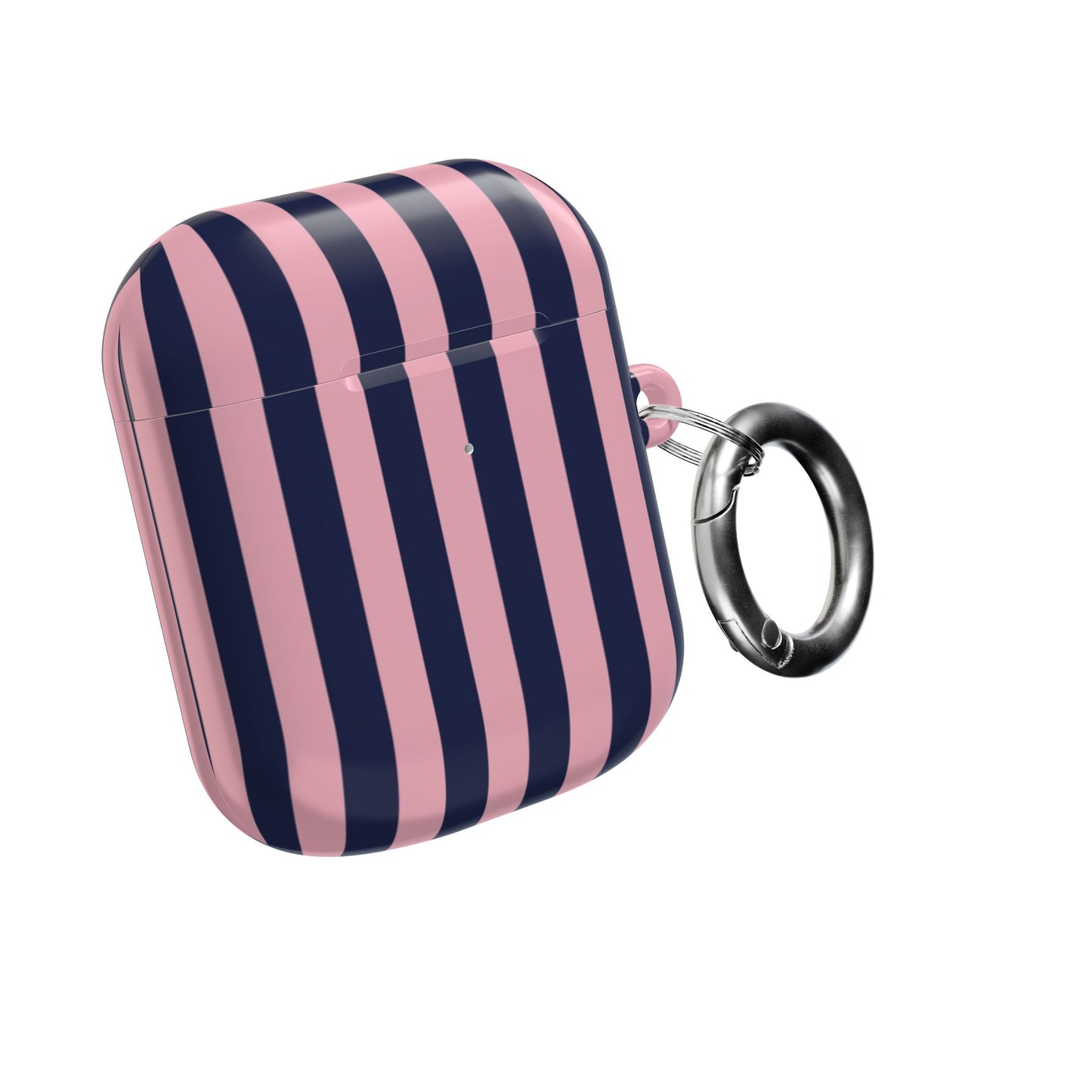 Pink & Navy Striped AirPod Case — Chic Protective Sleeve