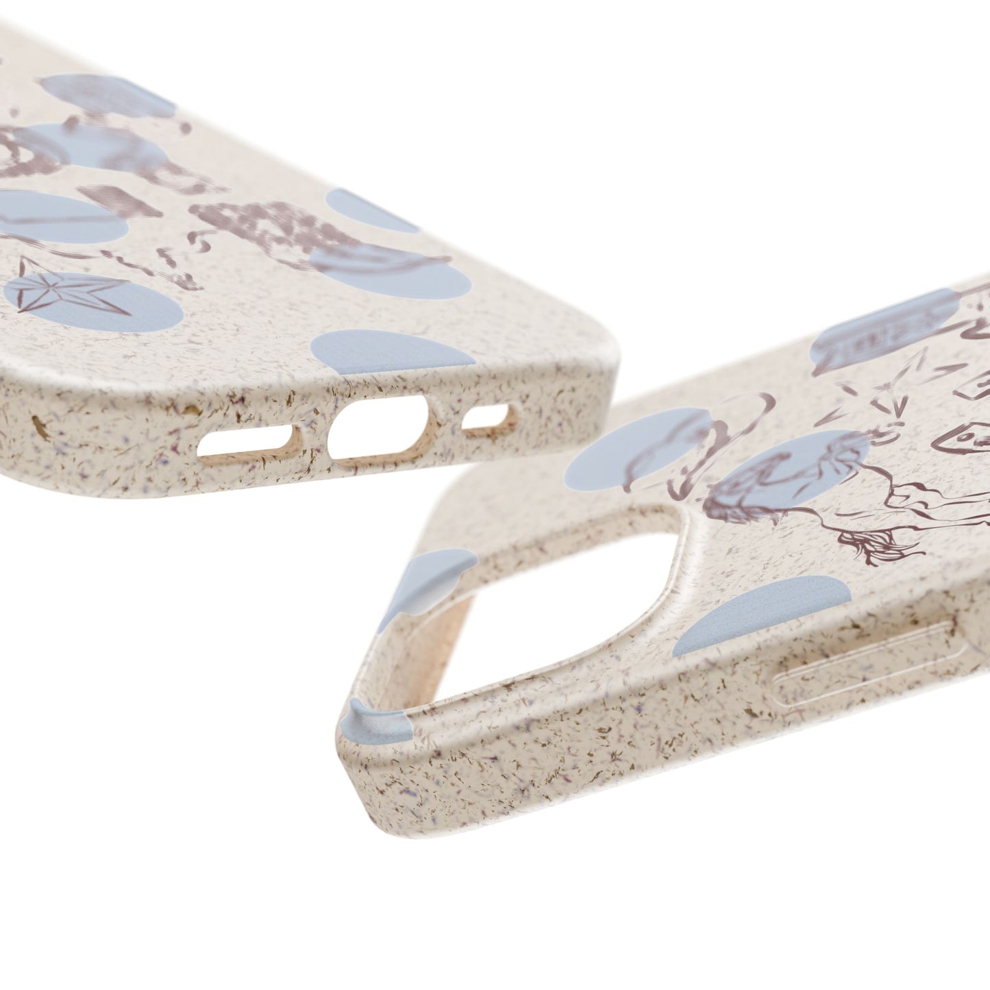 Biodegradable Phone Case — Western Cowgirl Sketches on Natural Speckled Eco Shell