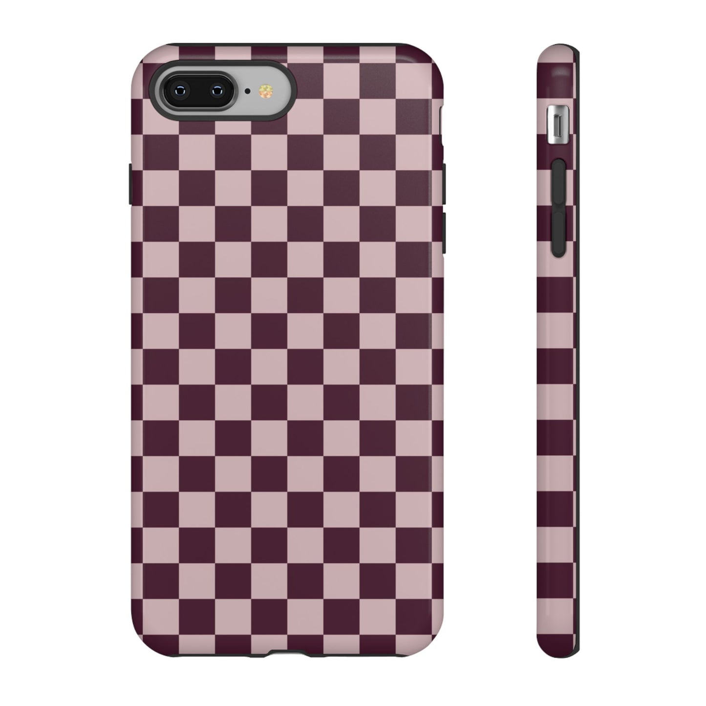 Burgundy & Pink Checkered Phone Case