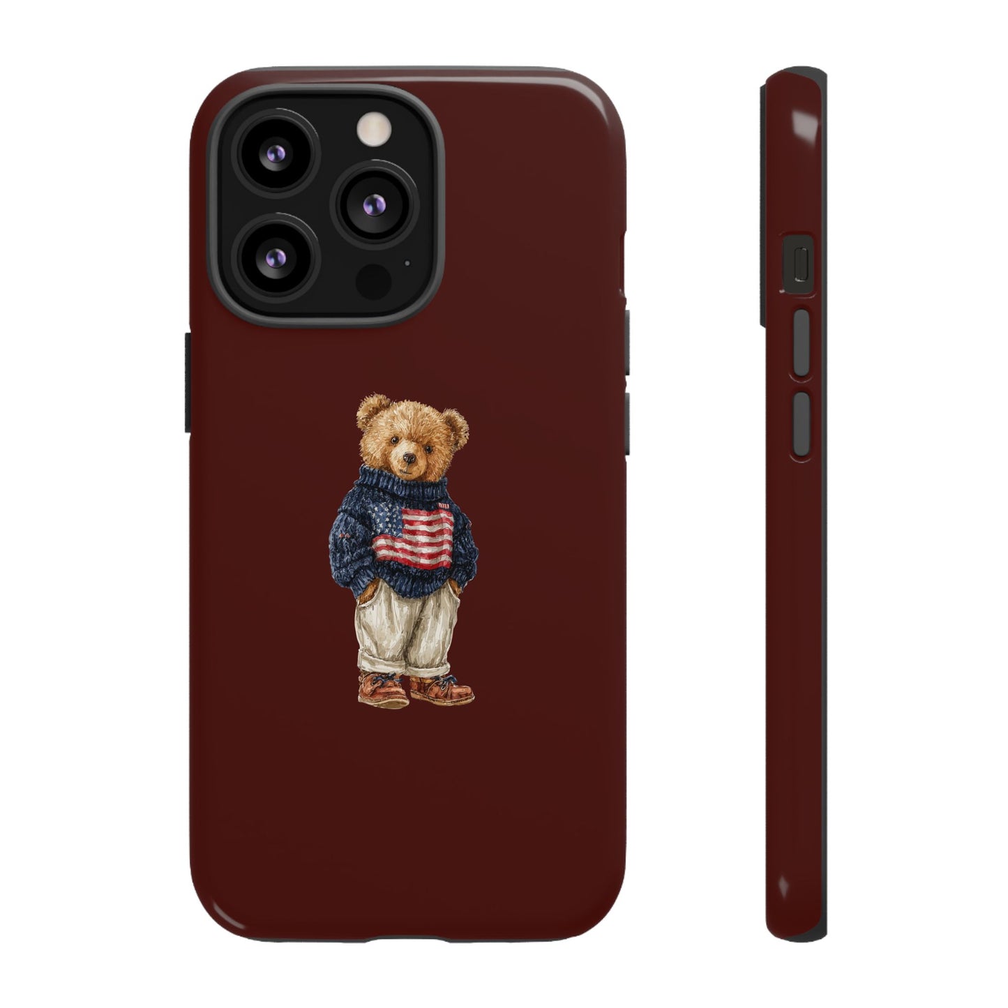 Teddy Bear in American Flag Sweater Tough Phone Case