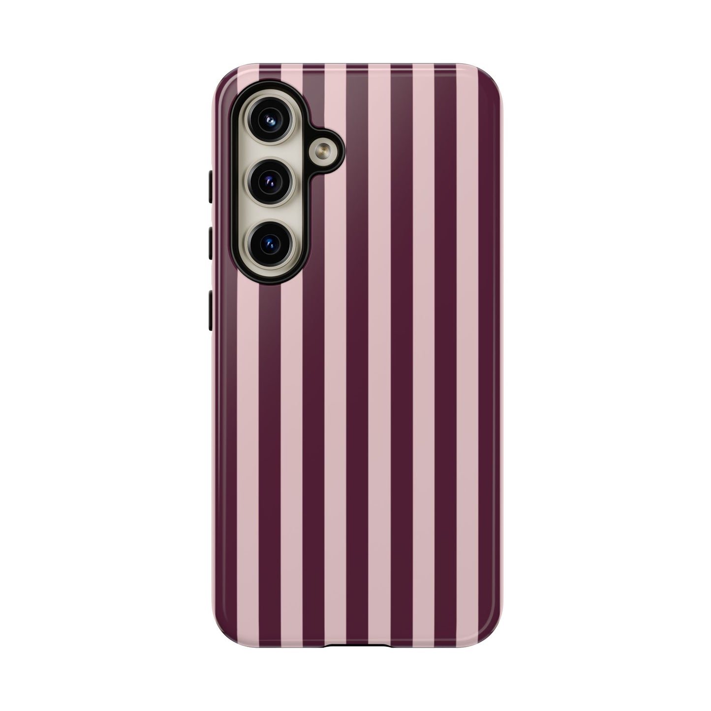 Pink & Burgundy Striped Tough Phone Case