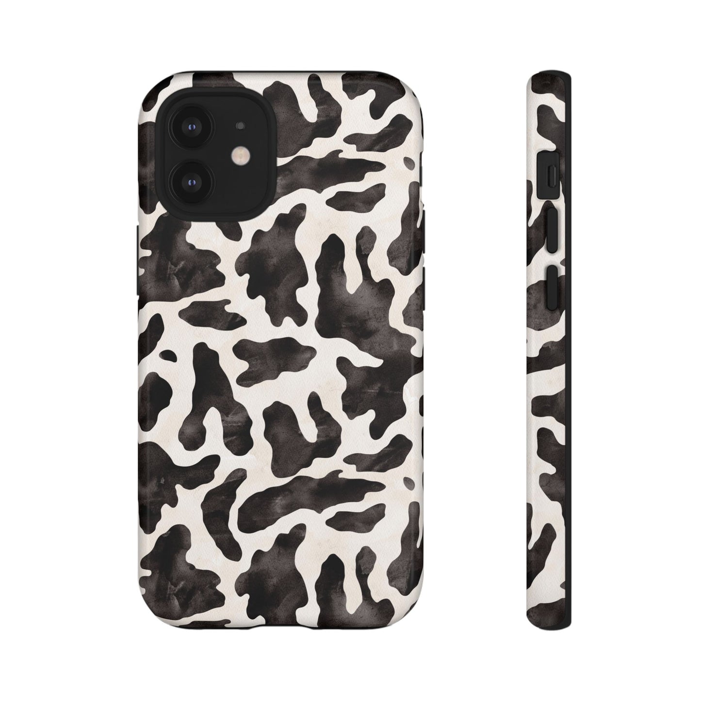 Black & White Cow Print Phone Case — Stylish Protective Tough Case