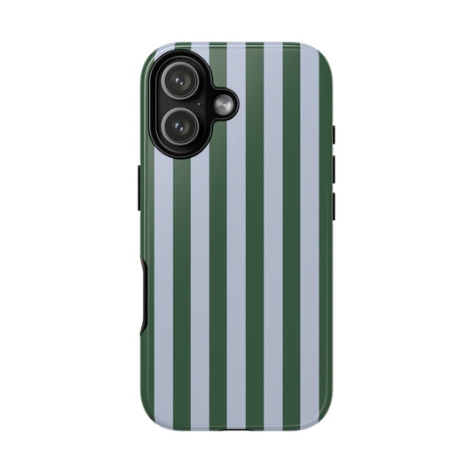 Green & Blue Striped Tough Phone Case — Durable Protective Phone Case