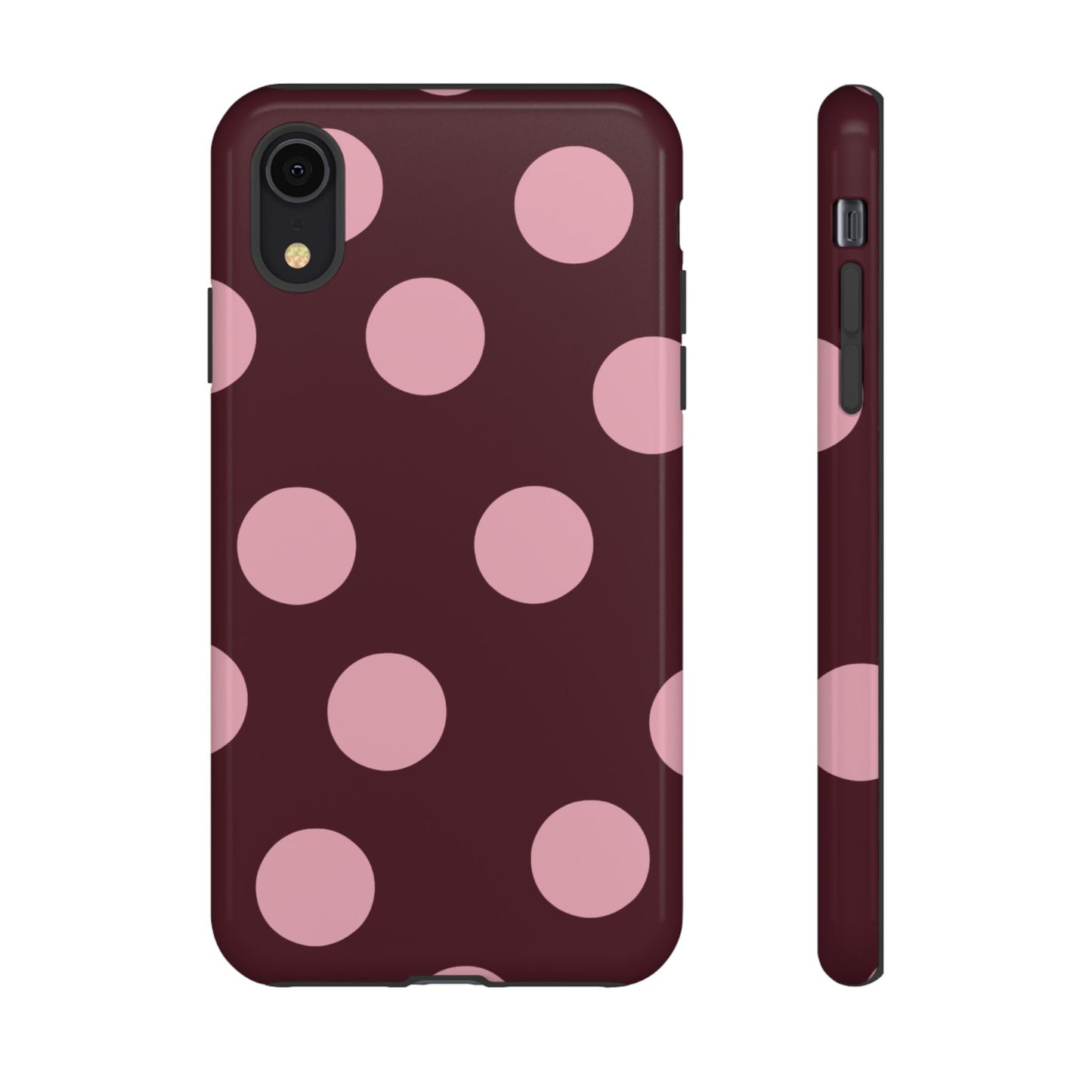 Burgundy & Pink Polka Dot Tough Phone Case