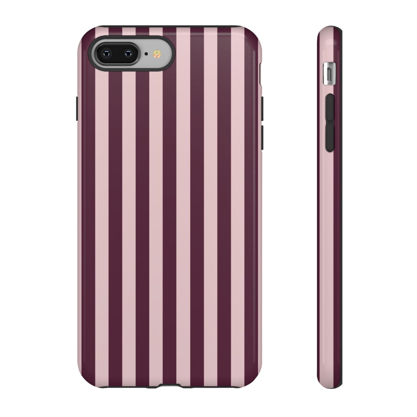 Pink & Burgundy Striped Tough Phone Case