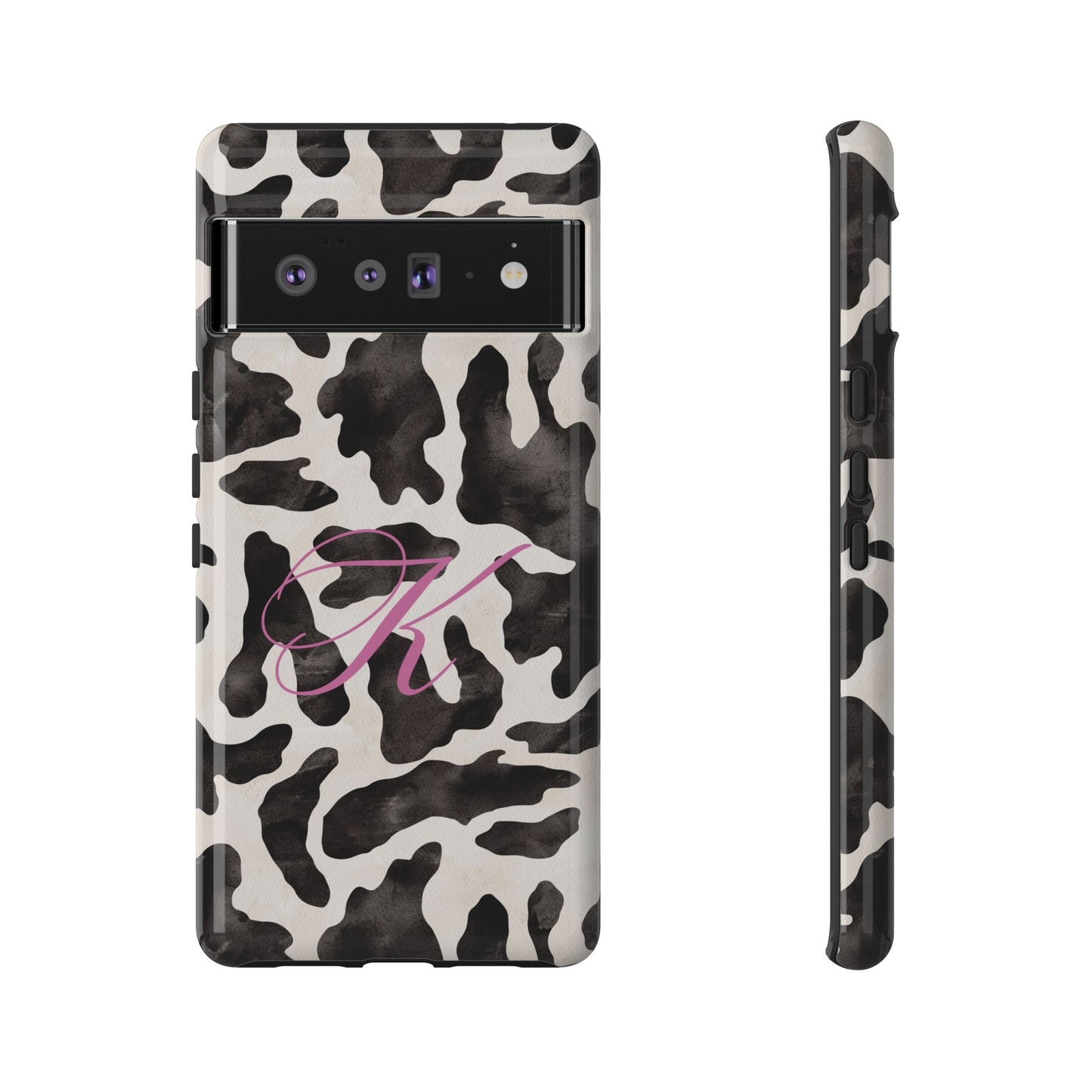 Personalized Monogram Cow Print Tough Phone Case