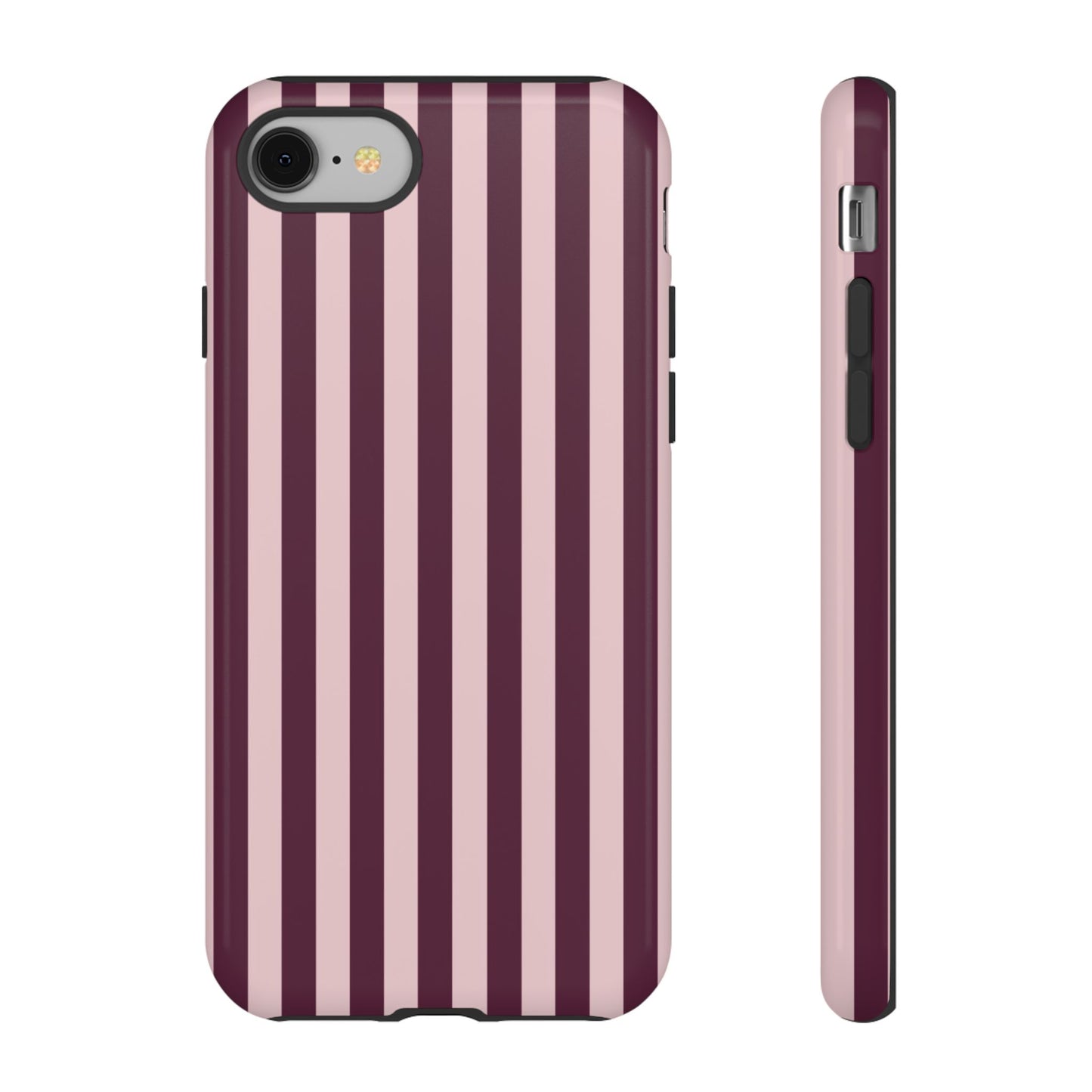 Pink & Burgundy Striped Tough Phone Case