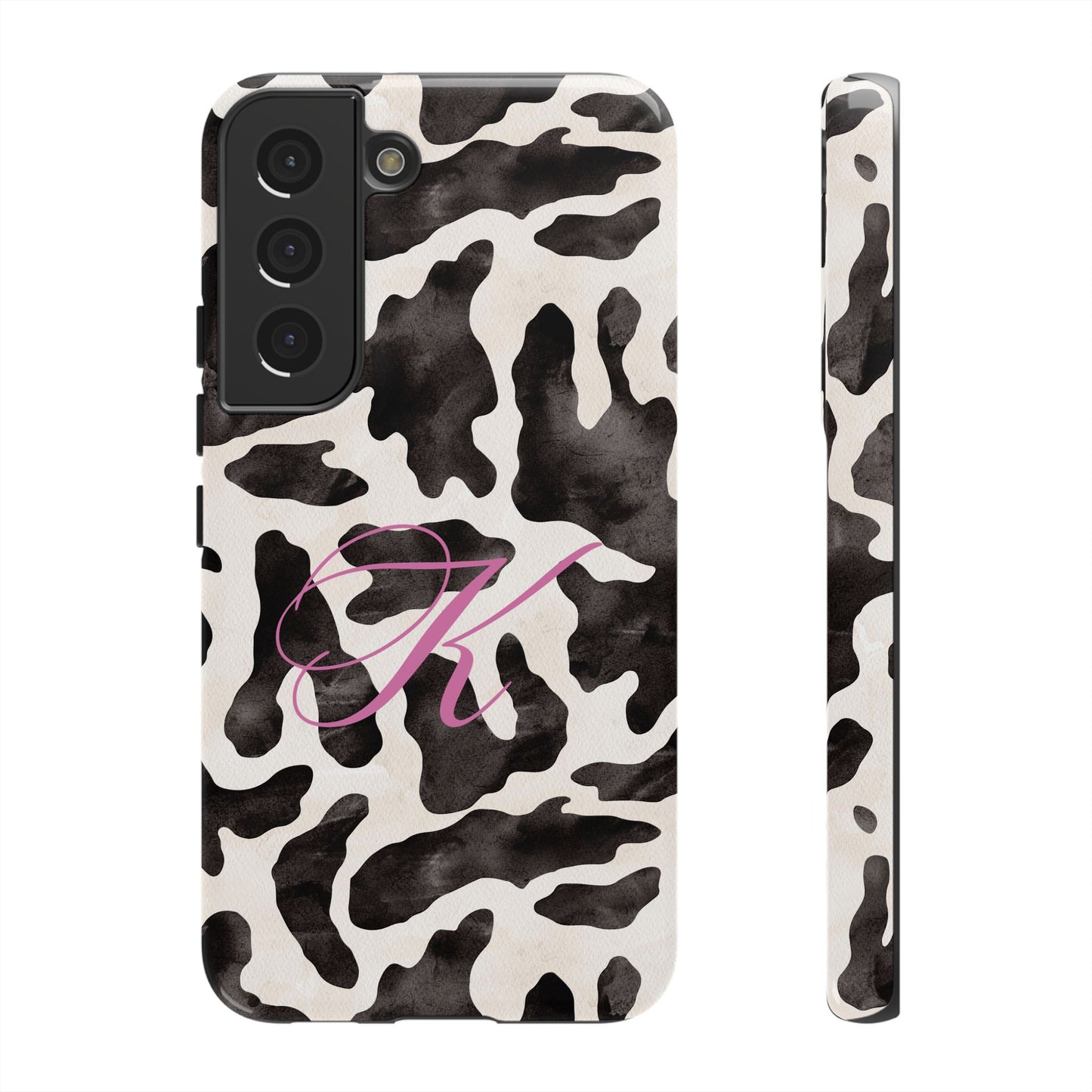 Personalized Monogram Cow Print Tough Phone Case