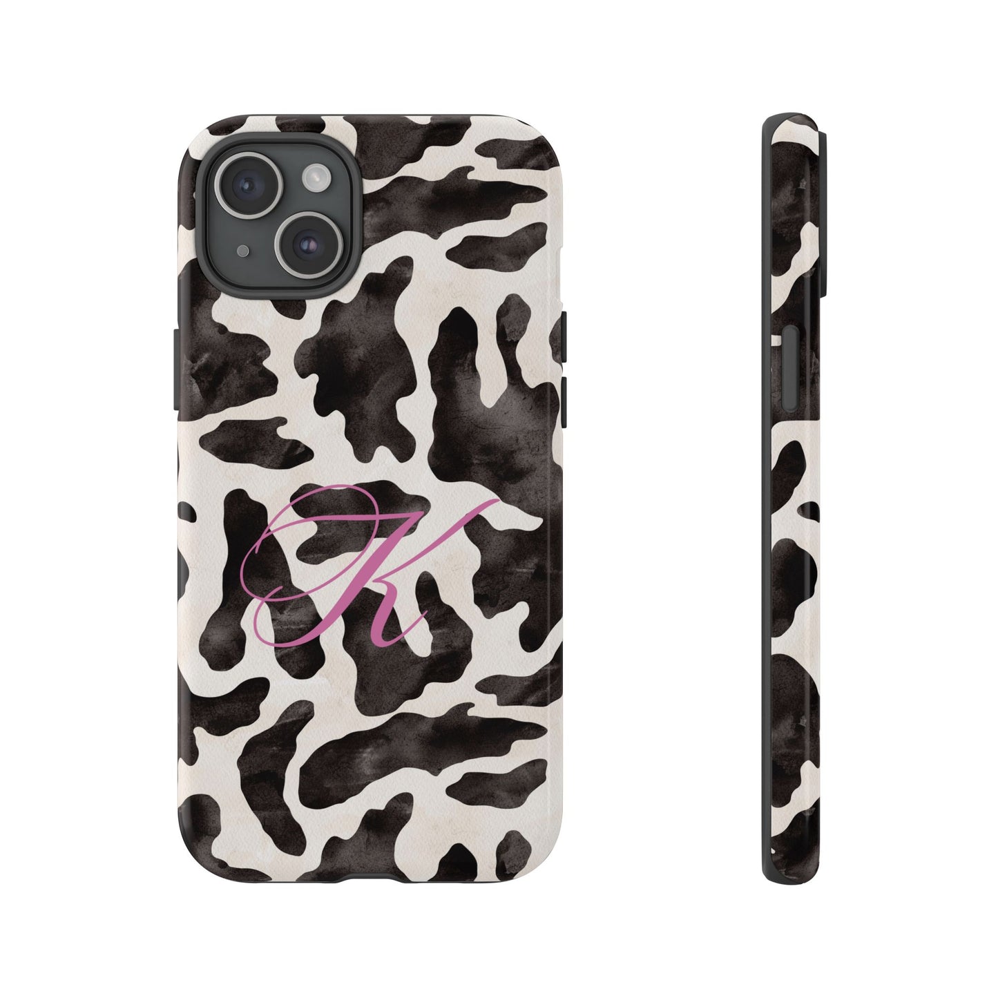 Personalized Monogram Cow Print Tough Phone Case